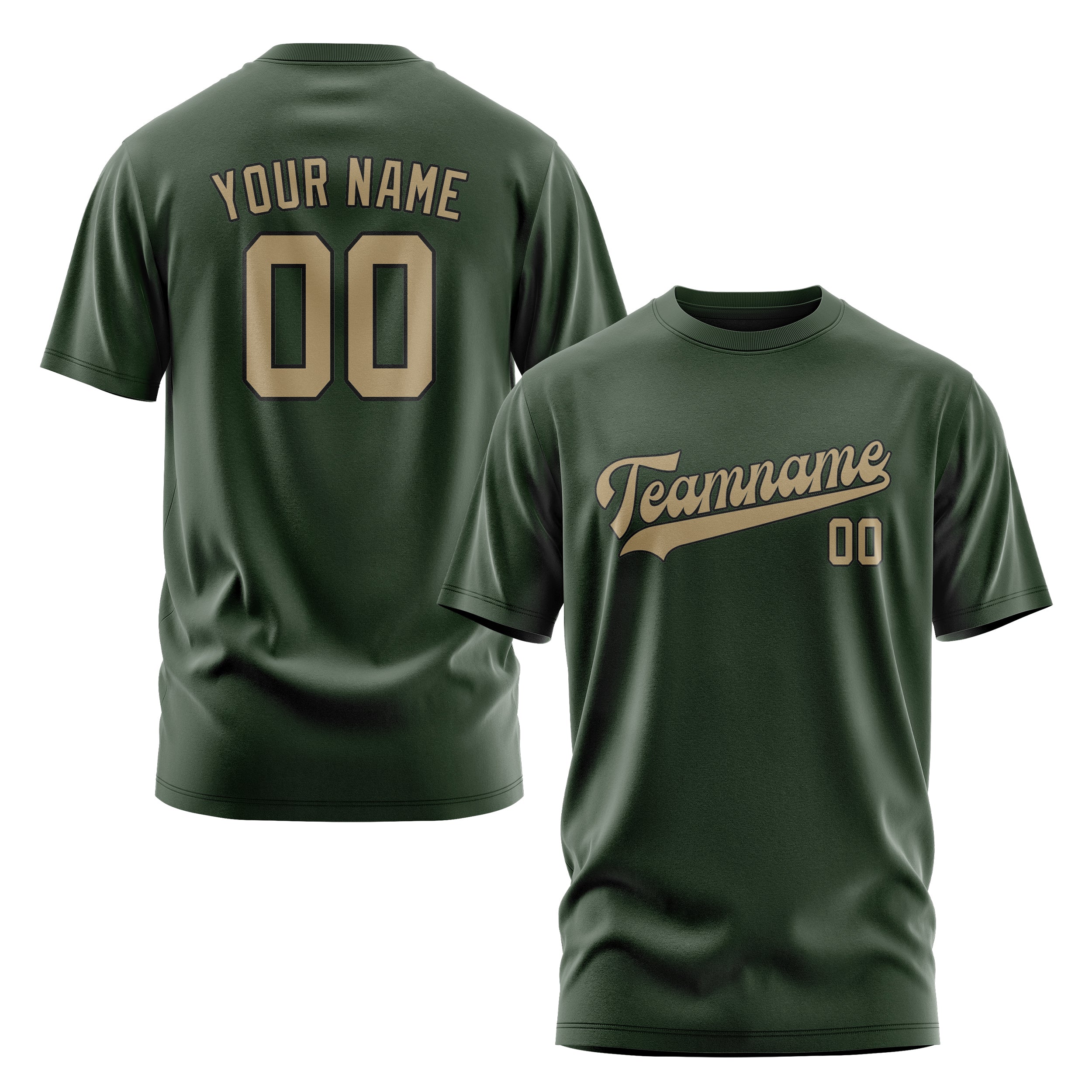 Maßgeschneidertes Tannengrün Hellkhaki T-Shirt