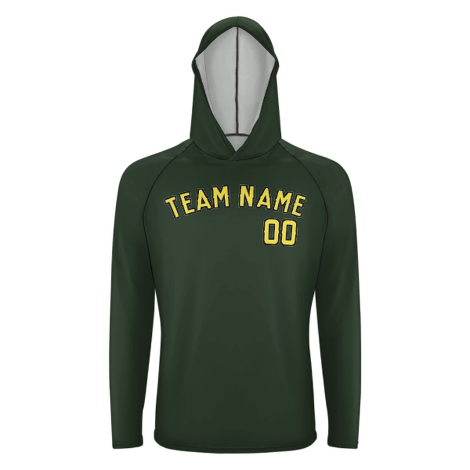Maßgeschneidertes Tannengrün Blassgelb UV-Hoodie