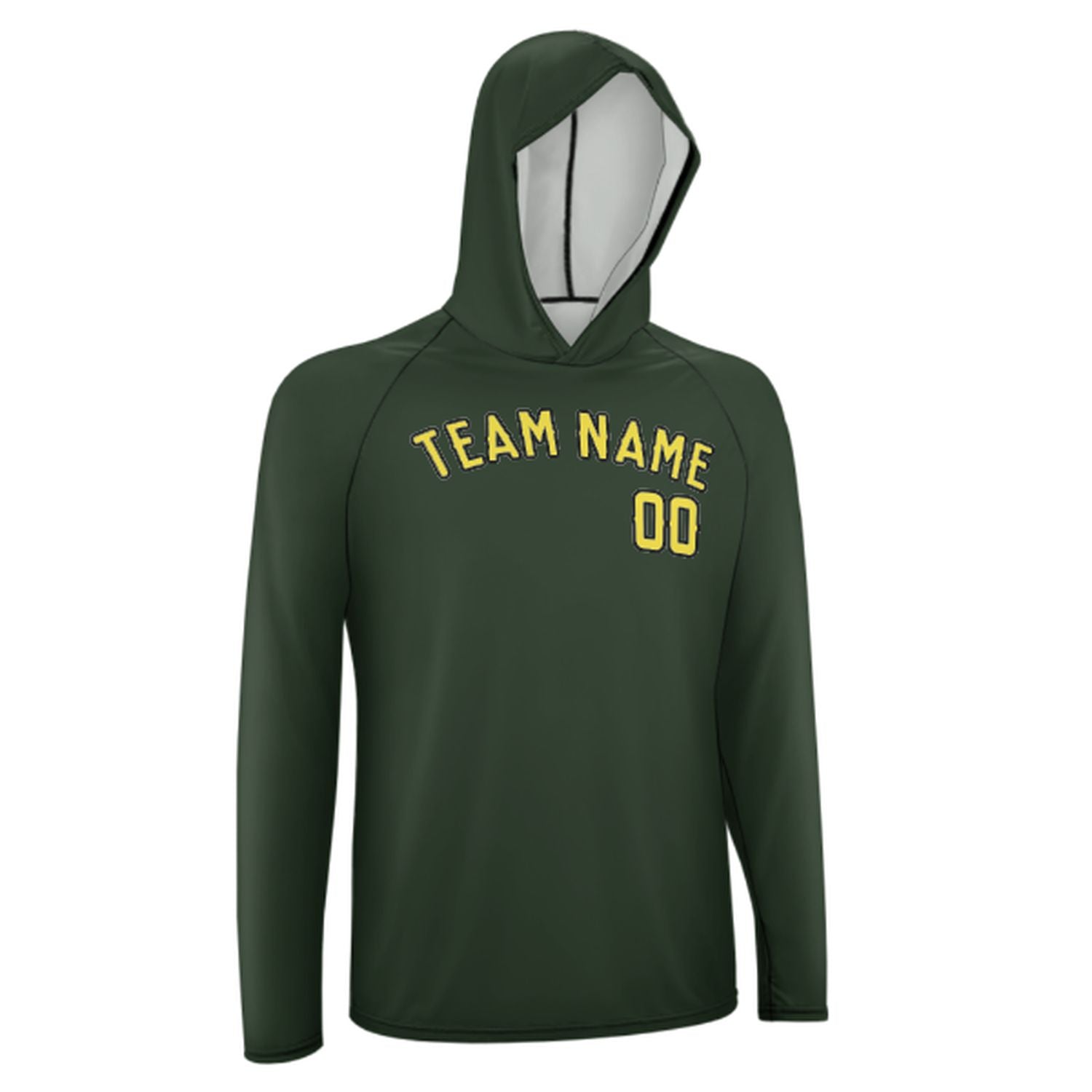 Maßgeschneidertes Tannengrün Blassgelb UV-Hoodie
