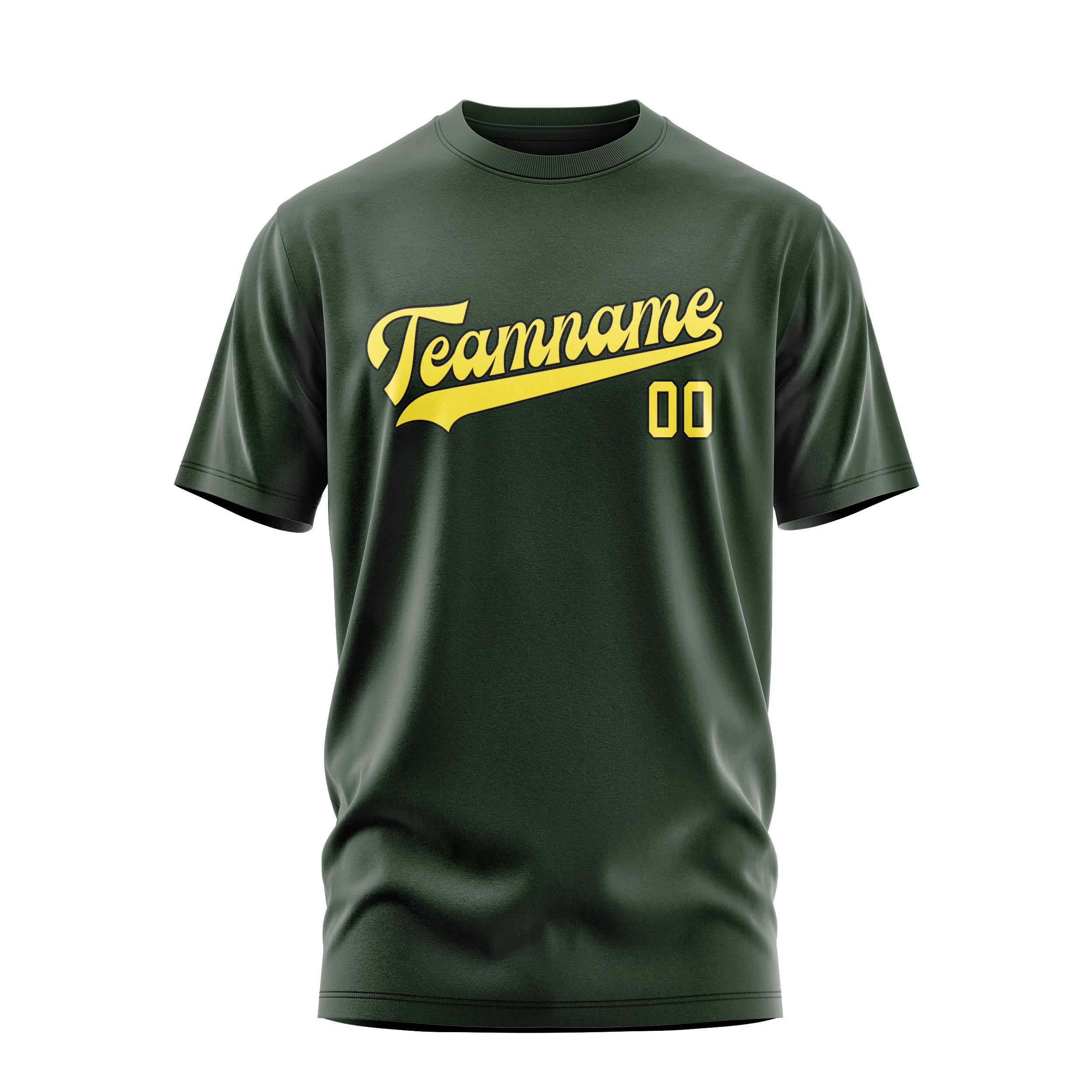 Maßgeschneidertes Tannengrün Blassgelb T-Shirt