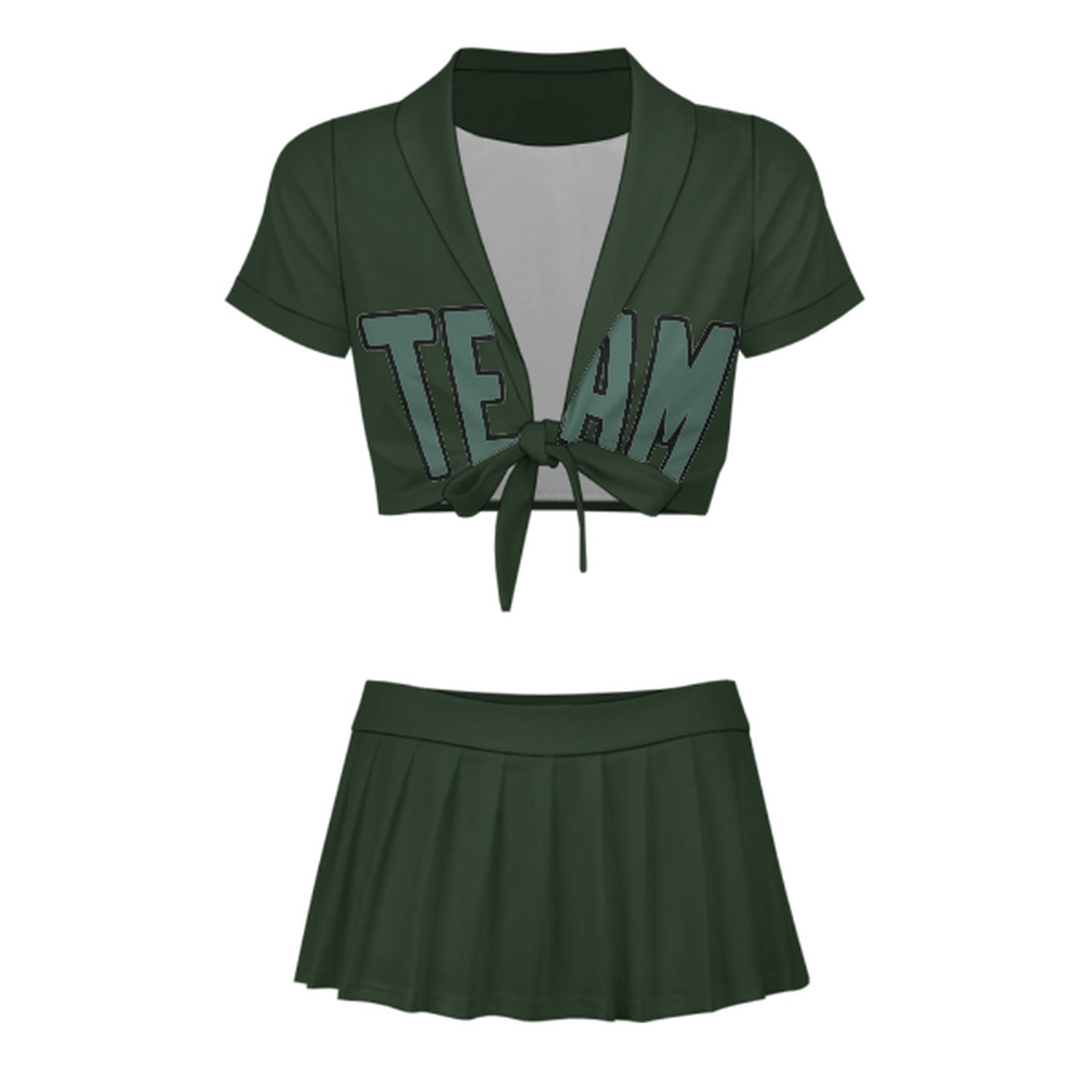 Maßgeschneidertes Tannengrün Blaugrün Cheerleader Outfit Set