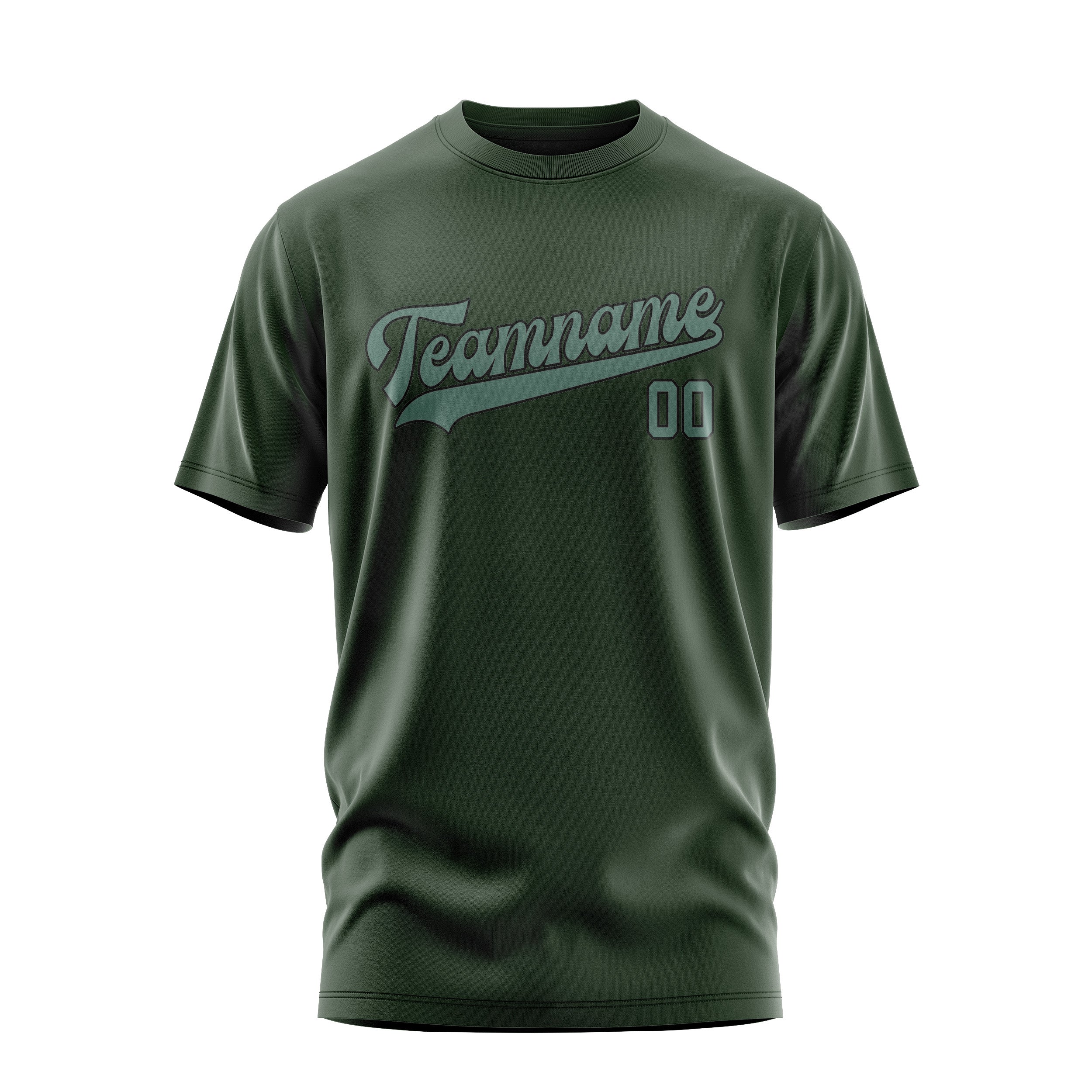 Maßgeschneidertes Tannengrün Blaugrün T-Shirt