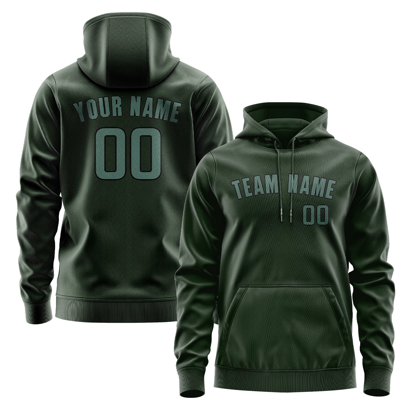 Maßgeschneidertes Tannengrün Blaugrün Hoodie