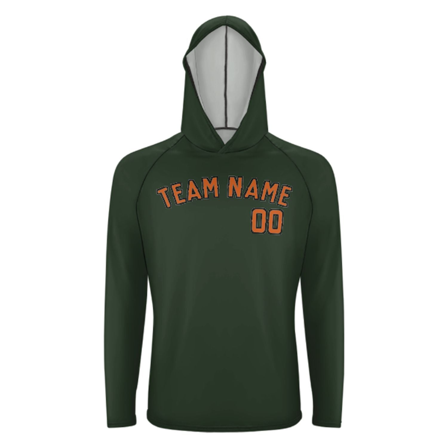 Maßgeschneidertes Tannengrün Orange UV-Hoodie