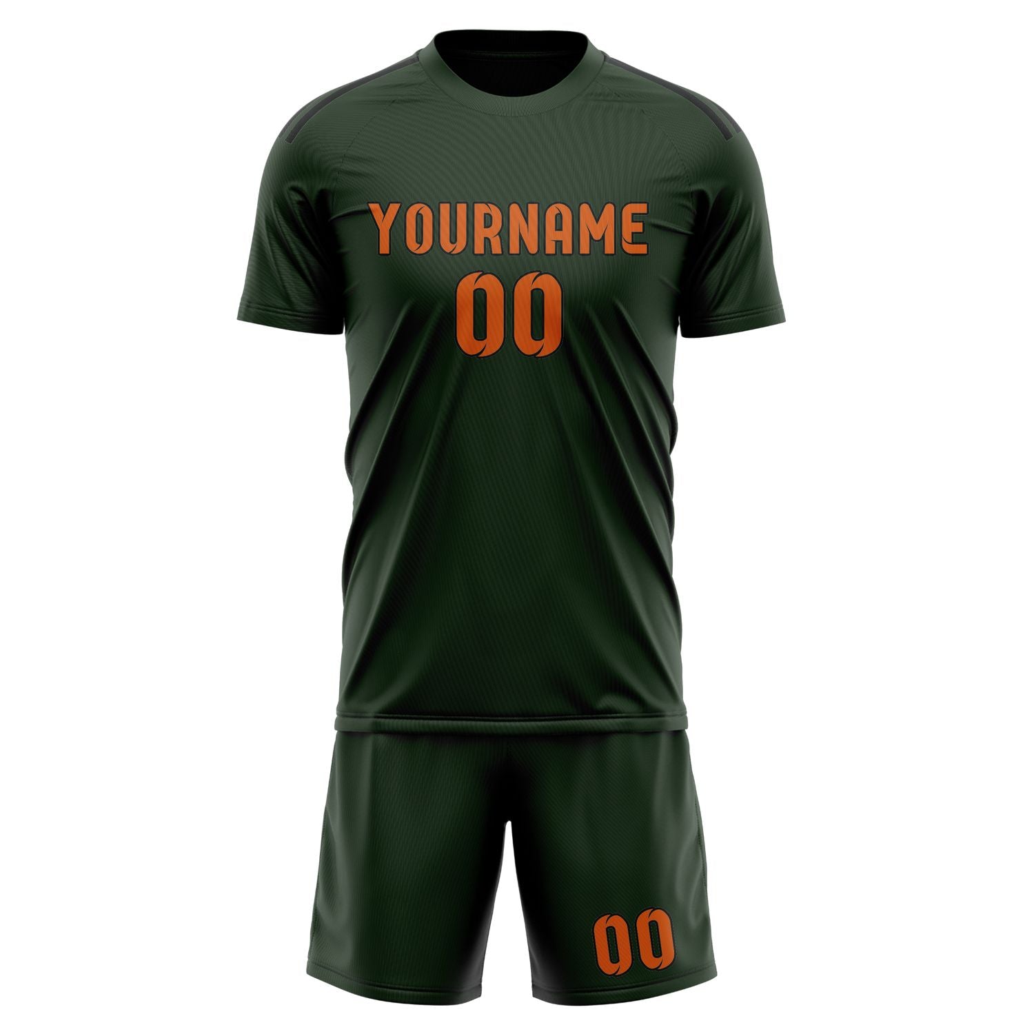 Maßgeschneidertes Professionelles Tannengrün Orange Fußballtrikot-Set