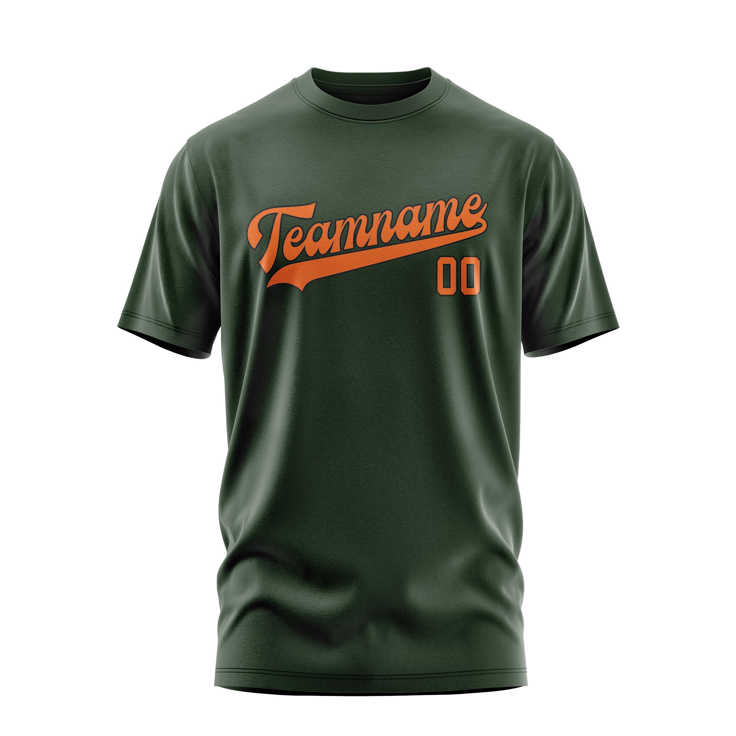 Maßgeschneidertes Tannengrün Orange T-Shirt