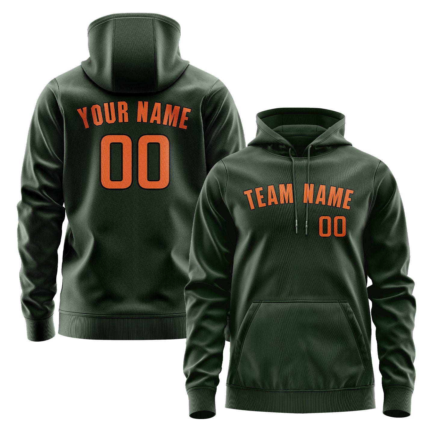 Maßgeschneidertes Tannengrün Orange Hoodie