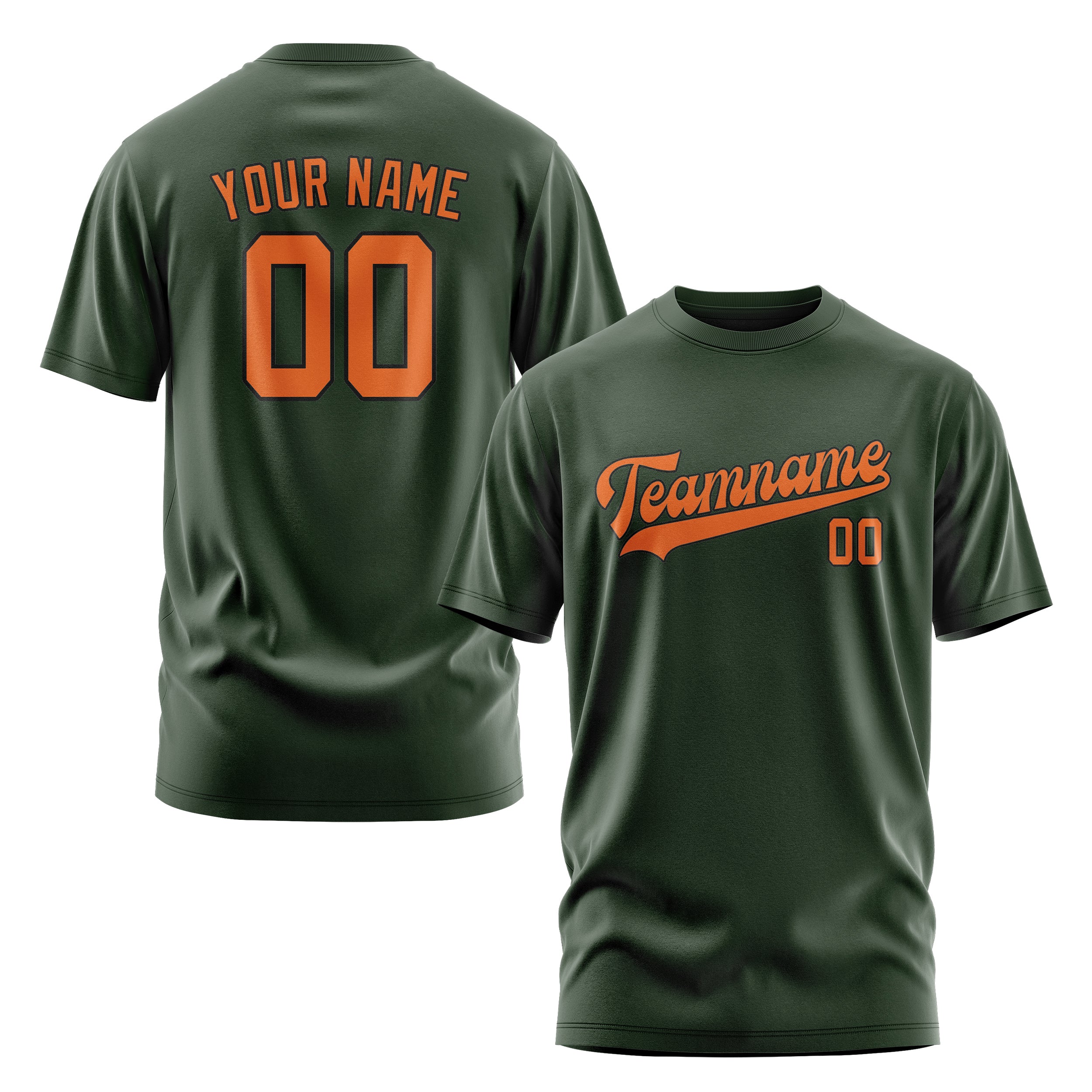 Maßgeschneidertes Tannengrün Orange T-Shirt