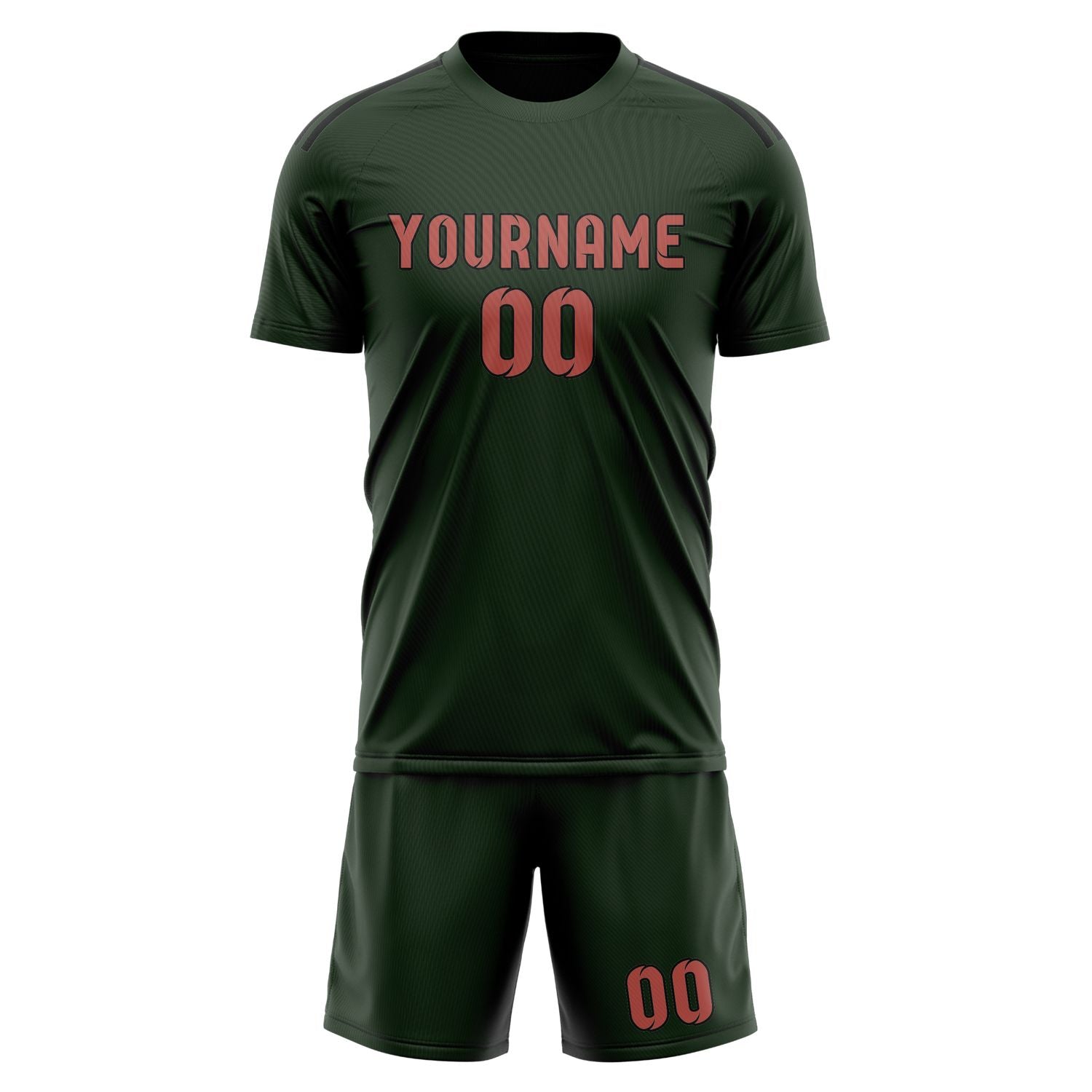 Maßgeschneidertes Professionelles Tannengrün Kupferrose Fußballtrikot-Set
