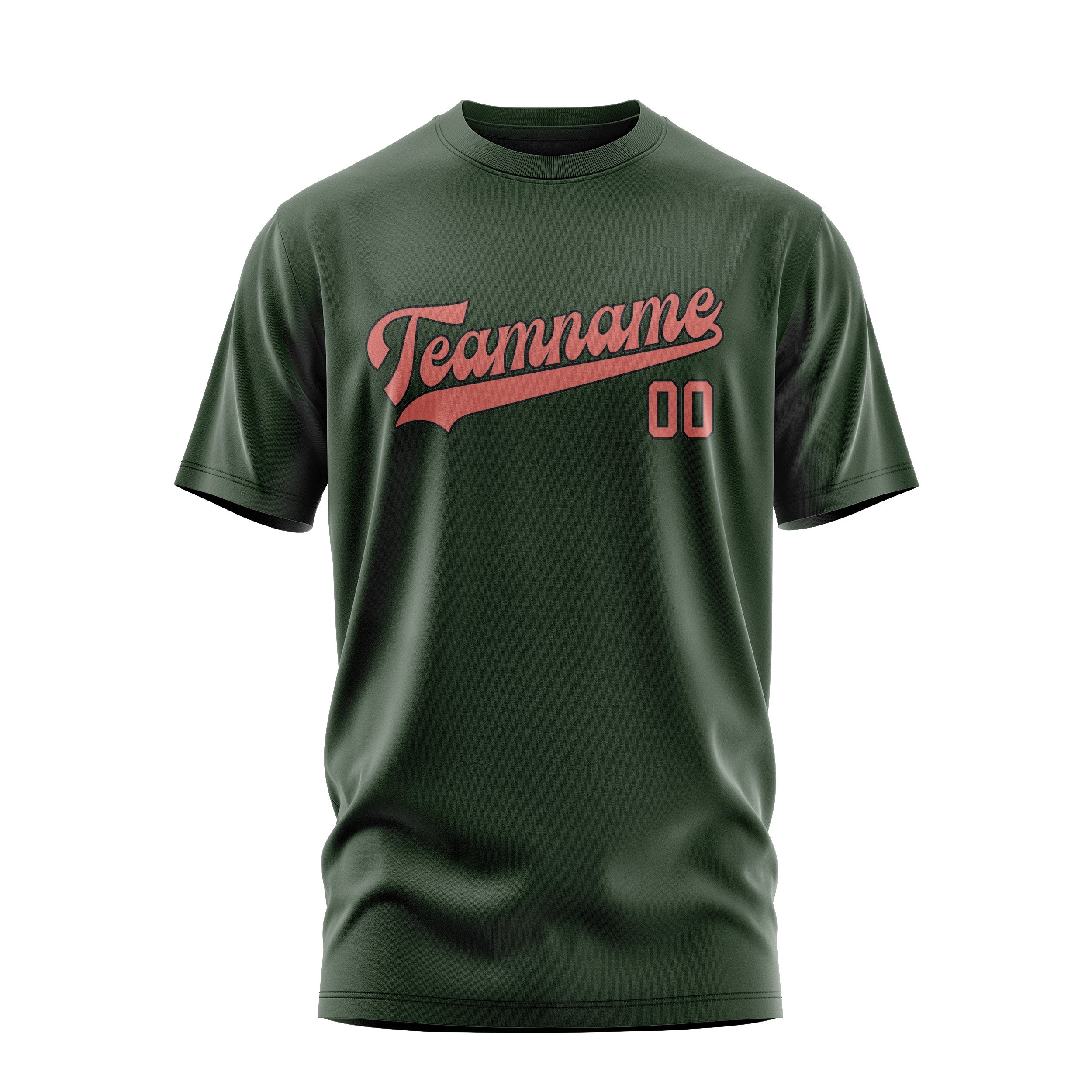 Maßgeschneidertes Tannengrün Kupferrose T-Shirt