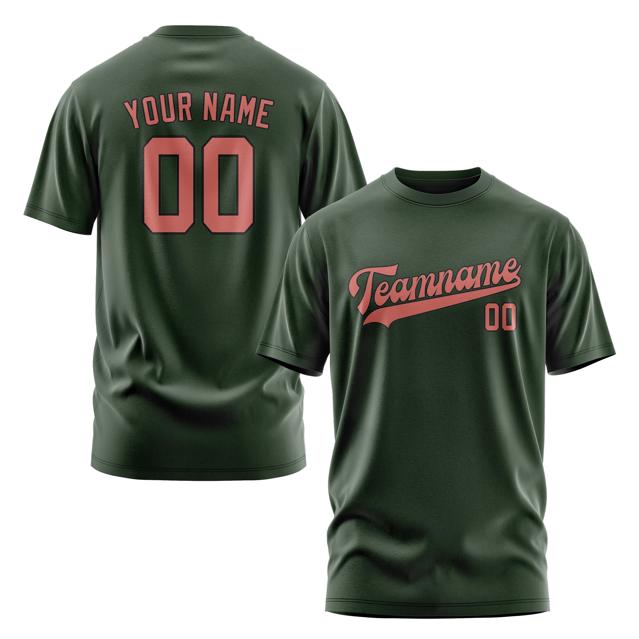 Maßgeschneidertes Tannengrün Kupferrose T-Shirt