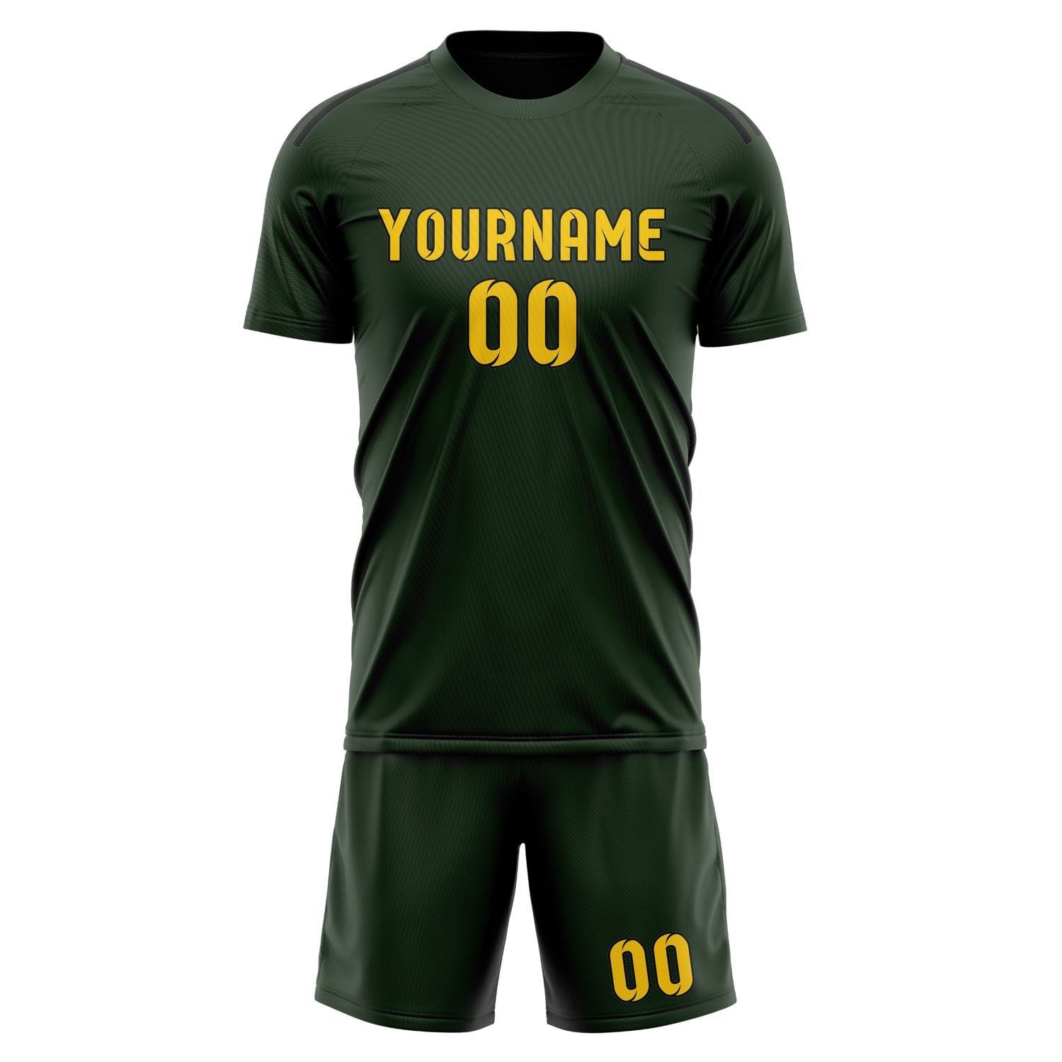 Maßgeschneidertes Professionelles Tannengrün Gold Fußballtrikot-Set