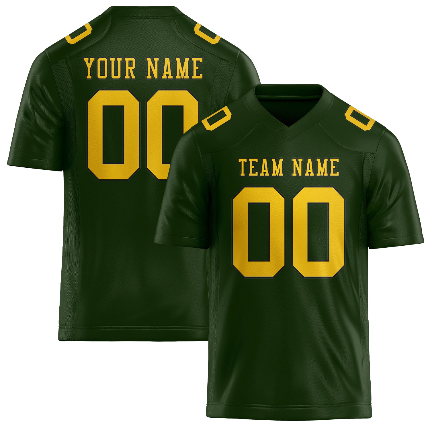 Maßgeschneidertes Professionelles Tannengrün Gold Rugbytrikot