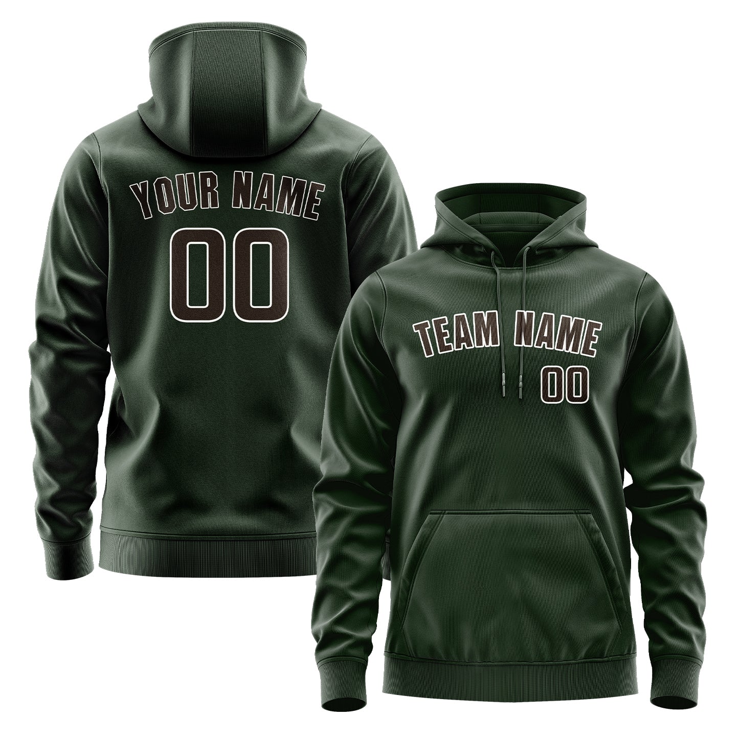 Maßgeschneidertes Tannengrün Braun Hoodie