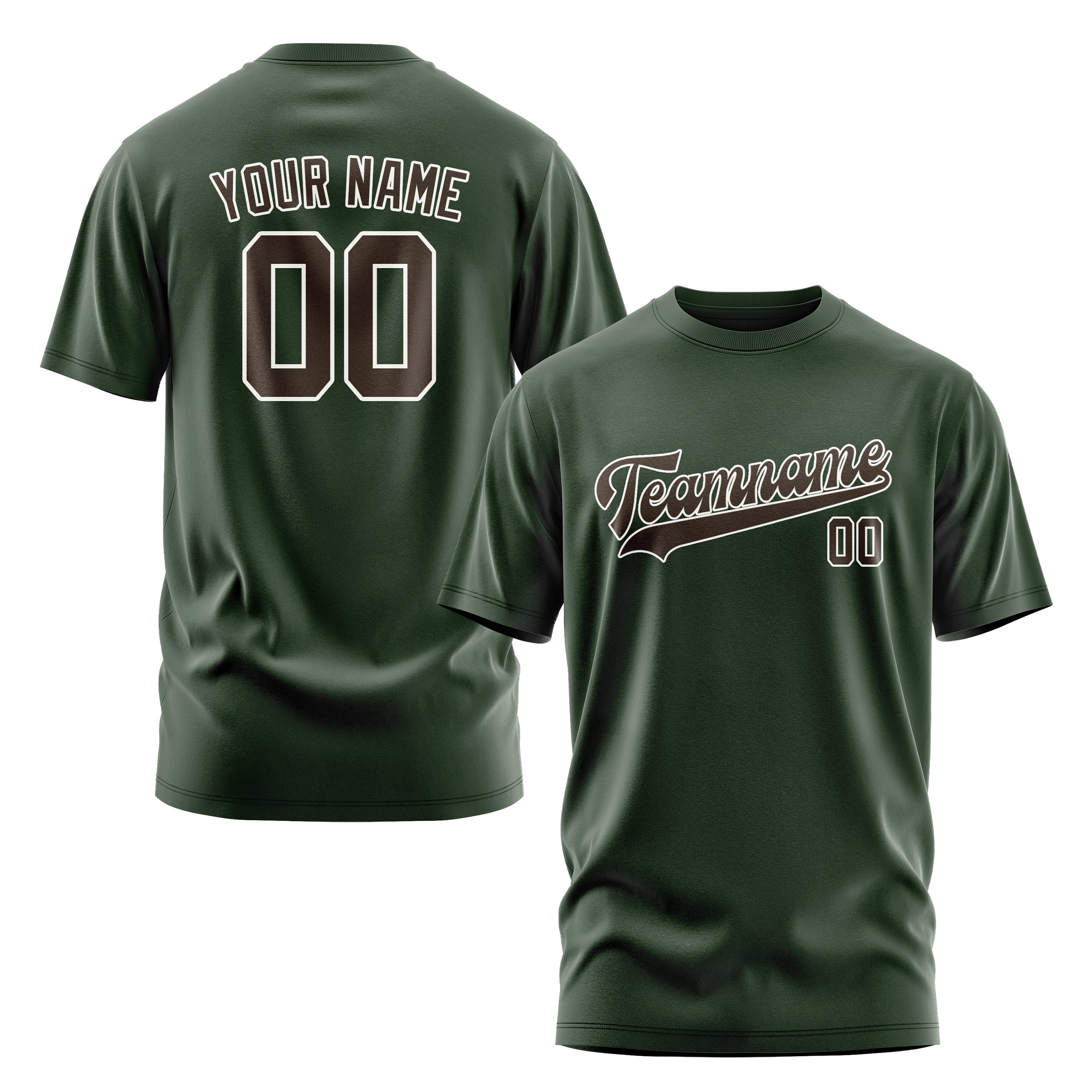 Maßgeschneidertes Tannengrün Braun T-Shirt