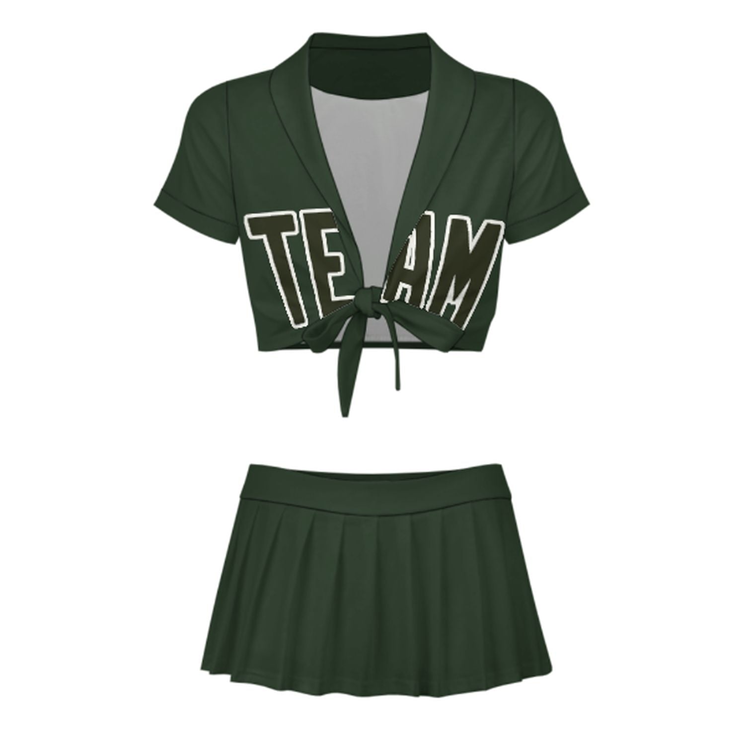Maßgeschneidertes Tannengrün Dunkles Oliv Cheerleader Outfit Set