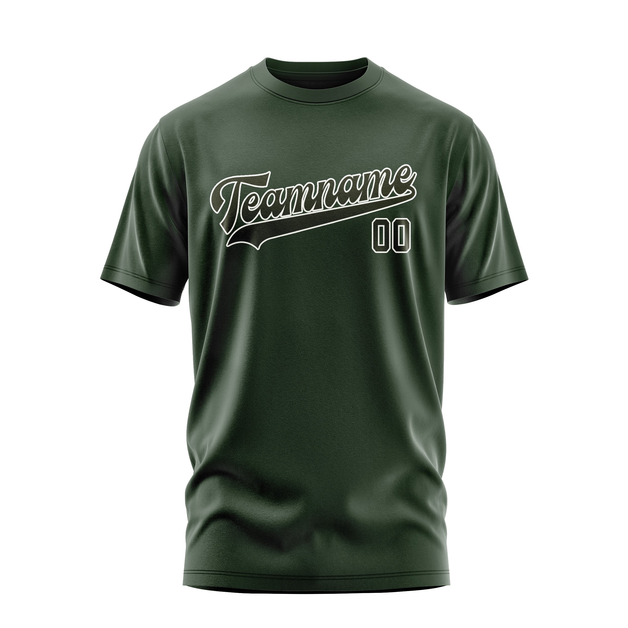 Maßgeschneidertes Tannengrün Dunkles Oliv T-Shirt