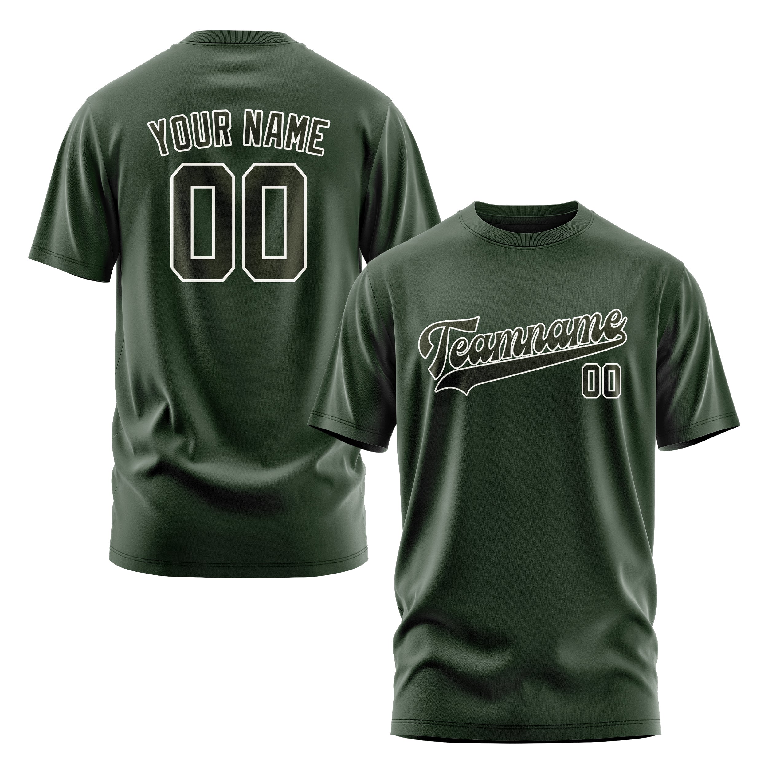 Maßgeschneidertes Tannengrün Dunkles Oliv T-Shirt