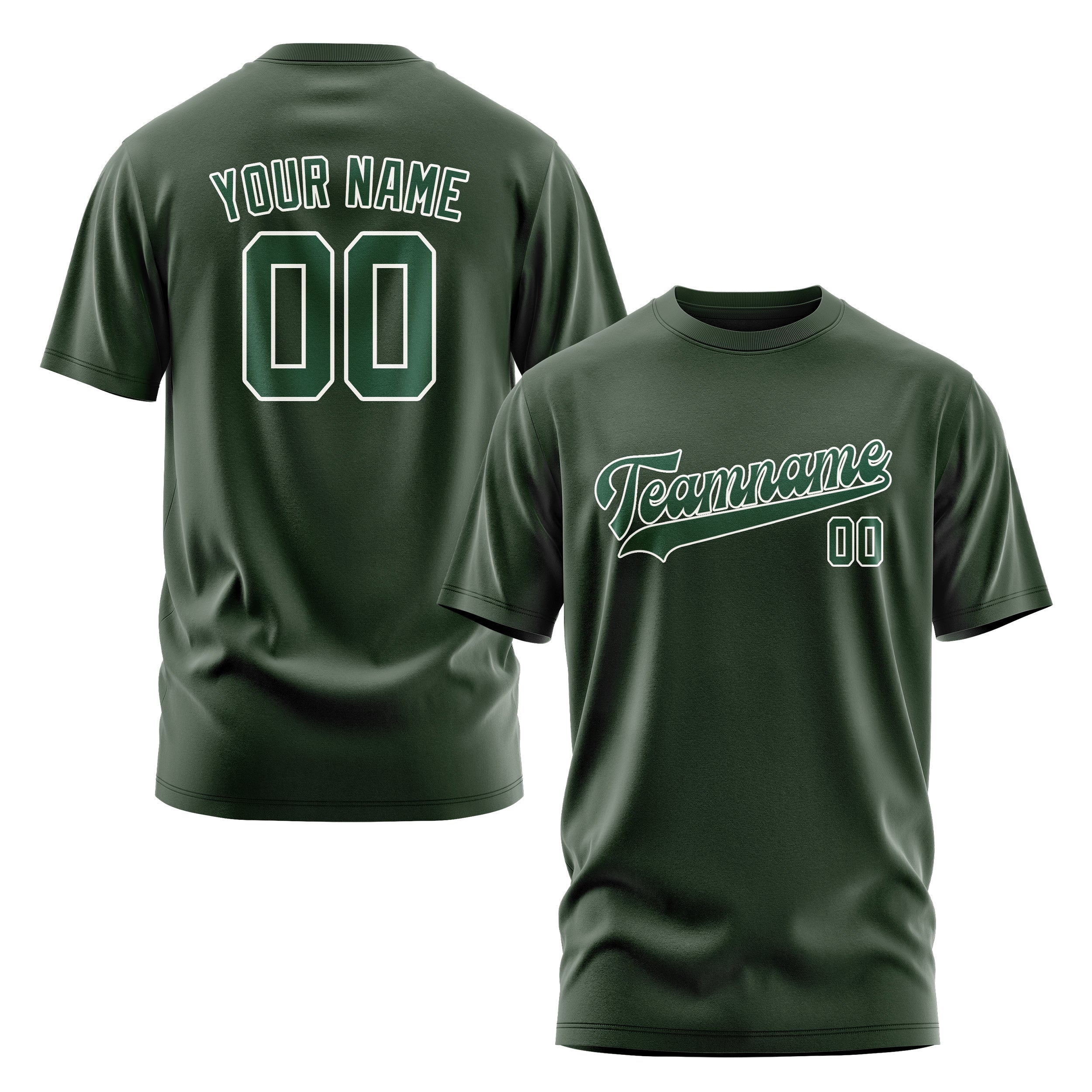 Maßgeschneidertes Tannengrün Moosgrün T-Shirt