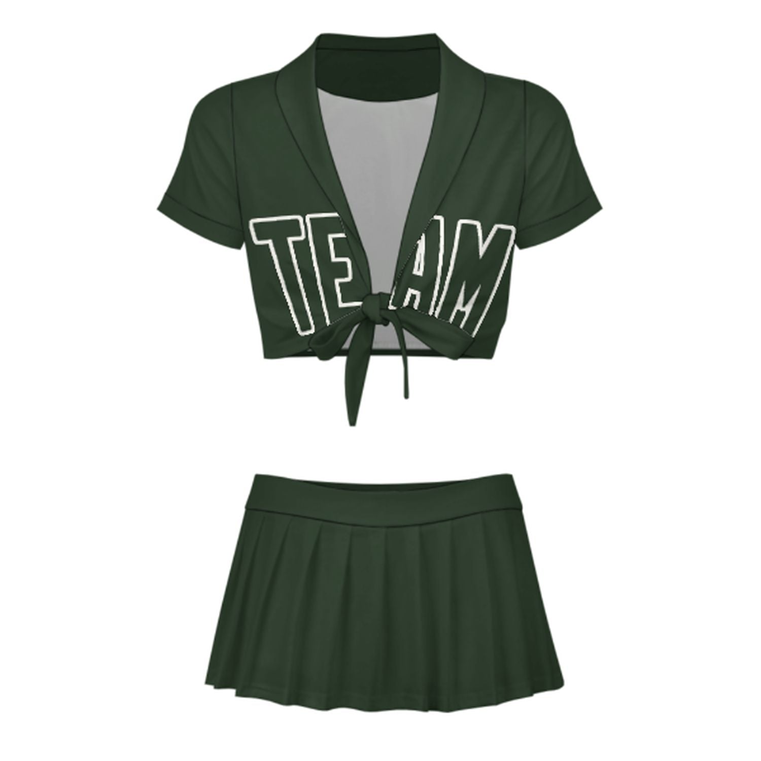 Maßgeschneidertes Tannengrün Tannengrün Cheerleader Outfit Set