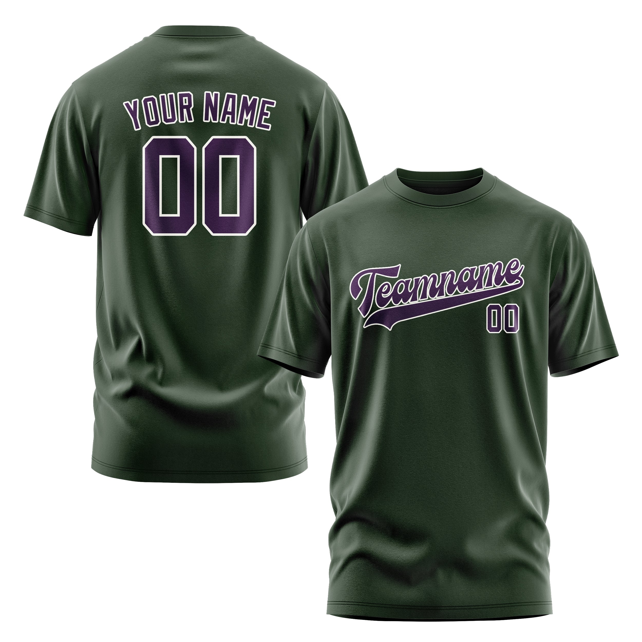 Maßgeschneidertes Tannengrün Lila T-Shirt