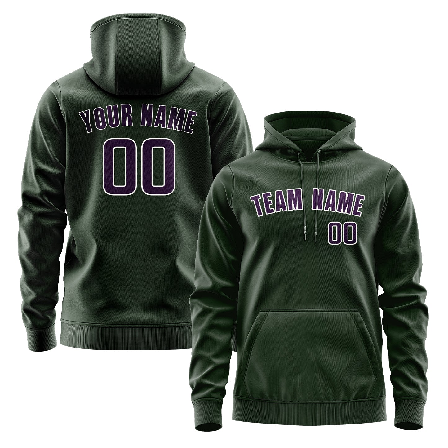 Maßgeschneidertes Tannengrün Lila Hoodie