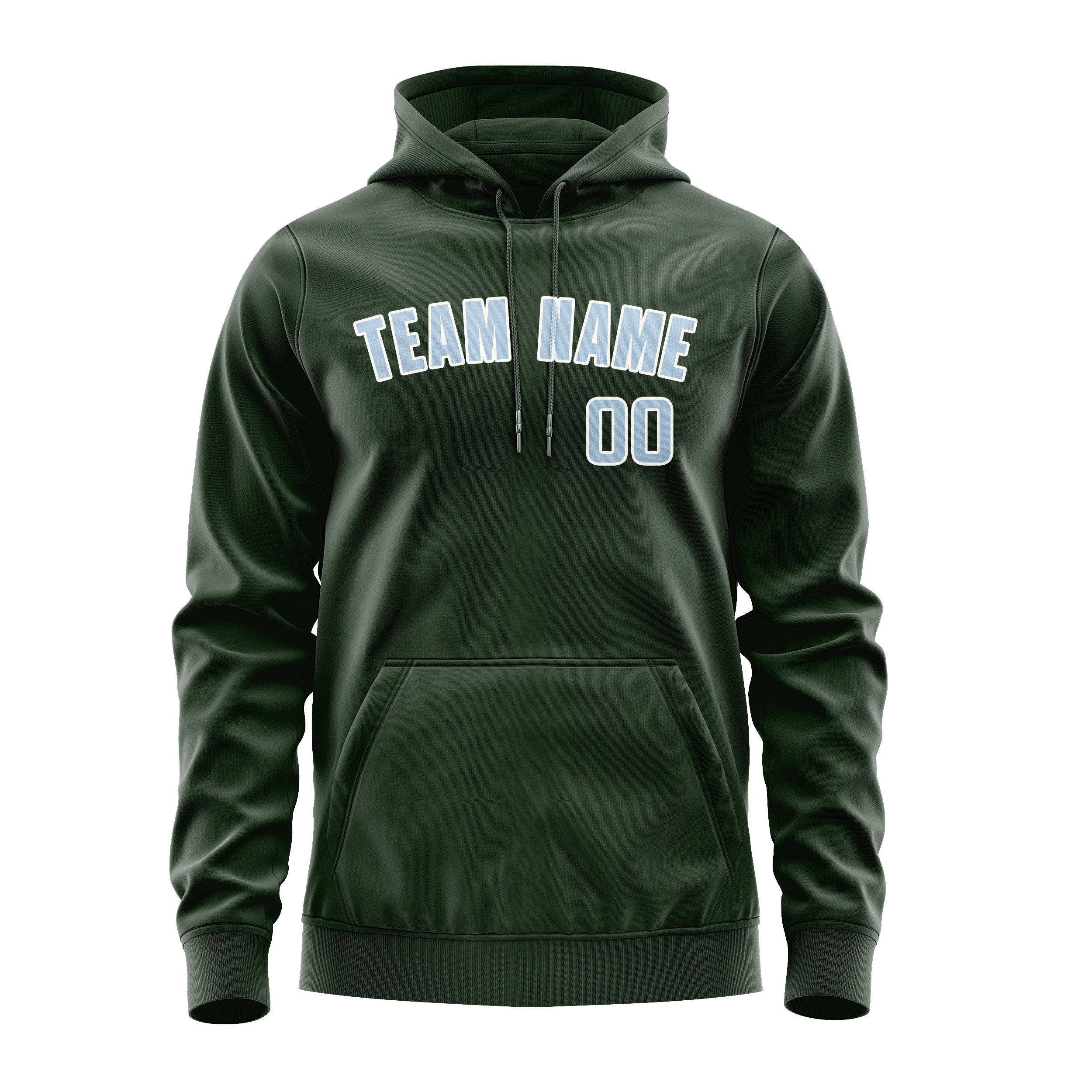 Maßgeschneidertes Tannengrün Hellblau Hoodie