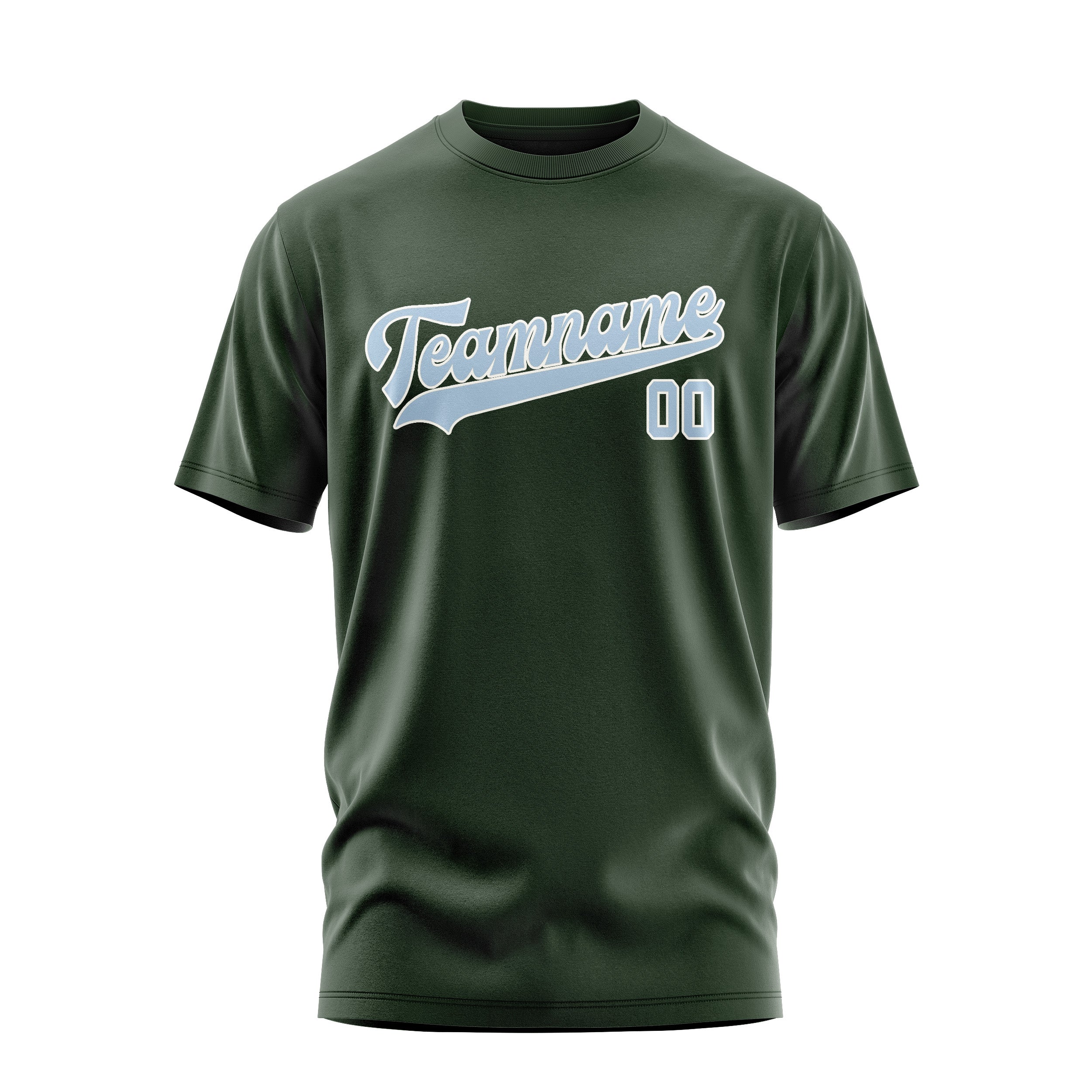Maßgeschneidertes Tannengrün Hellblau T-Shirt