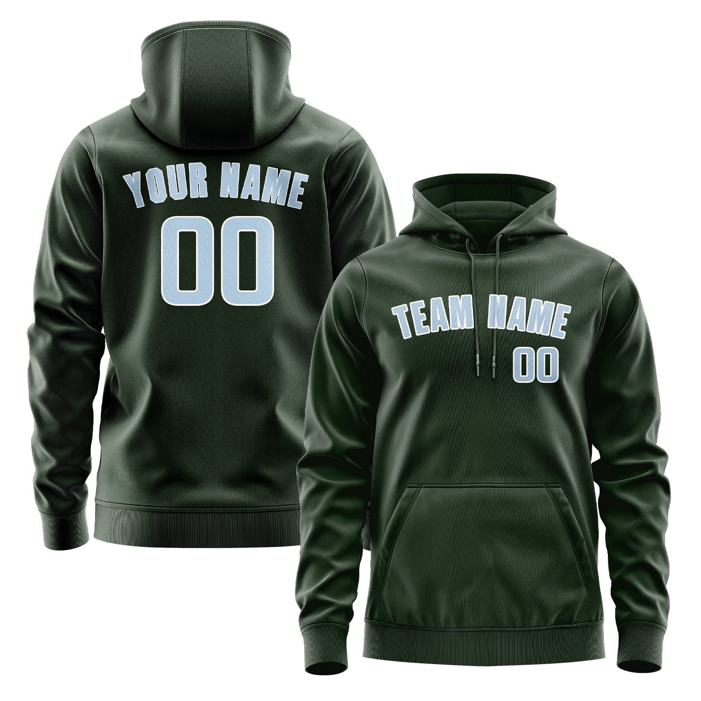 Maßgeschneidertes Tannengrün Hellblau Hoodie