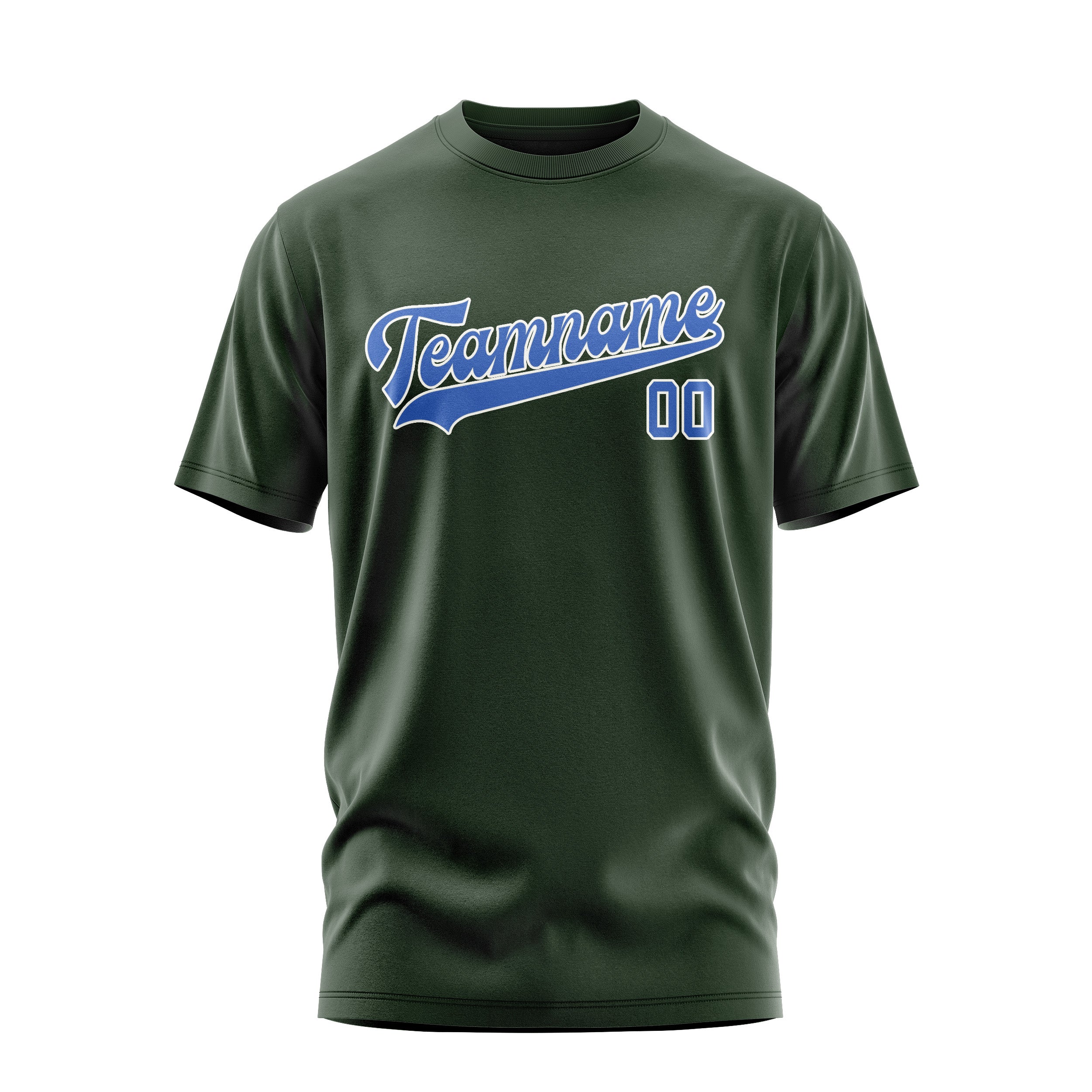 Maßgeschneidertes Tannengrün Himmelblau T-Shirt