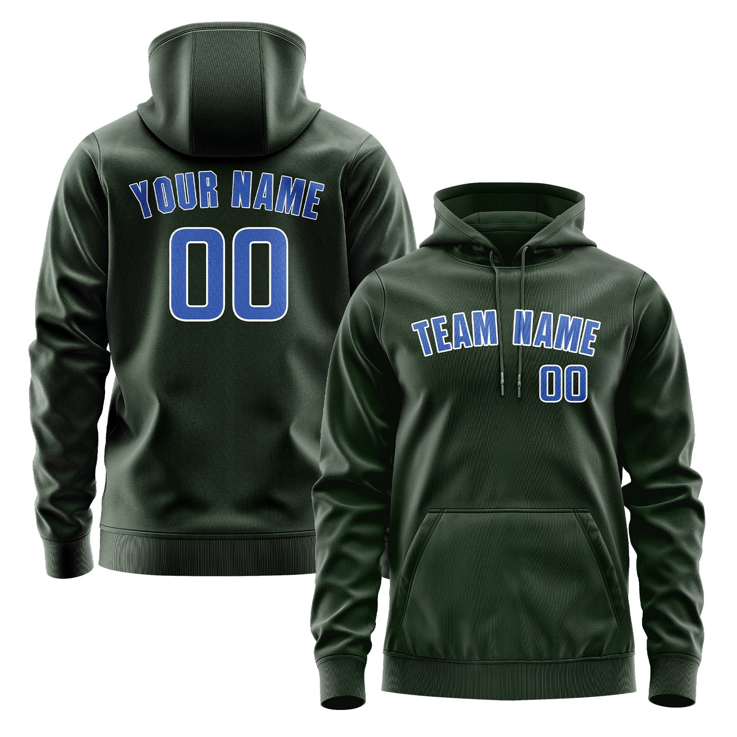 Maßgeschneidertes Tannengrün Himmelblau Hoodie