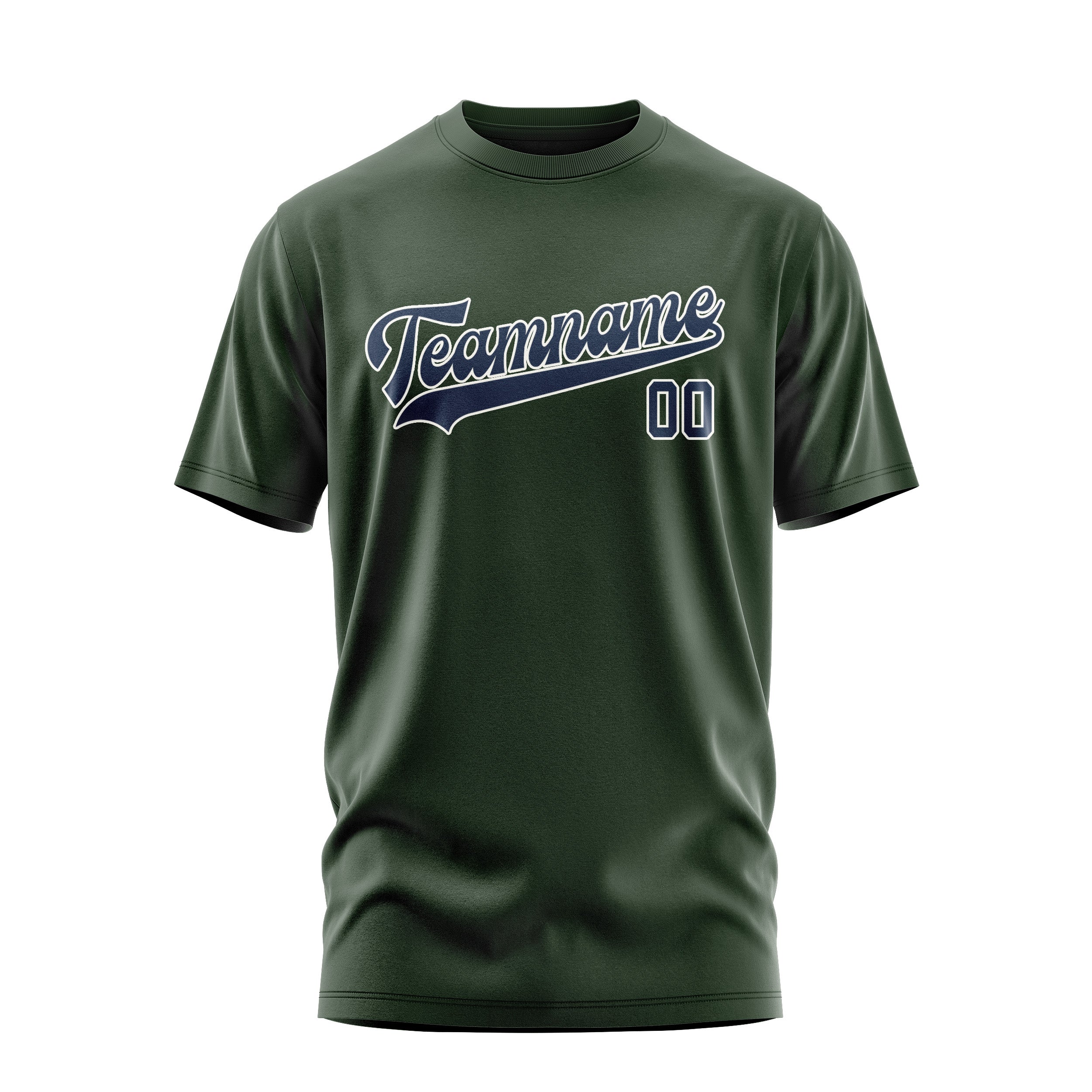 Maßgeschneidertes Tannengrün Marineblau T-Shirt