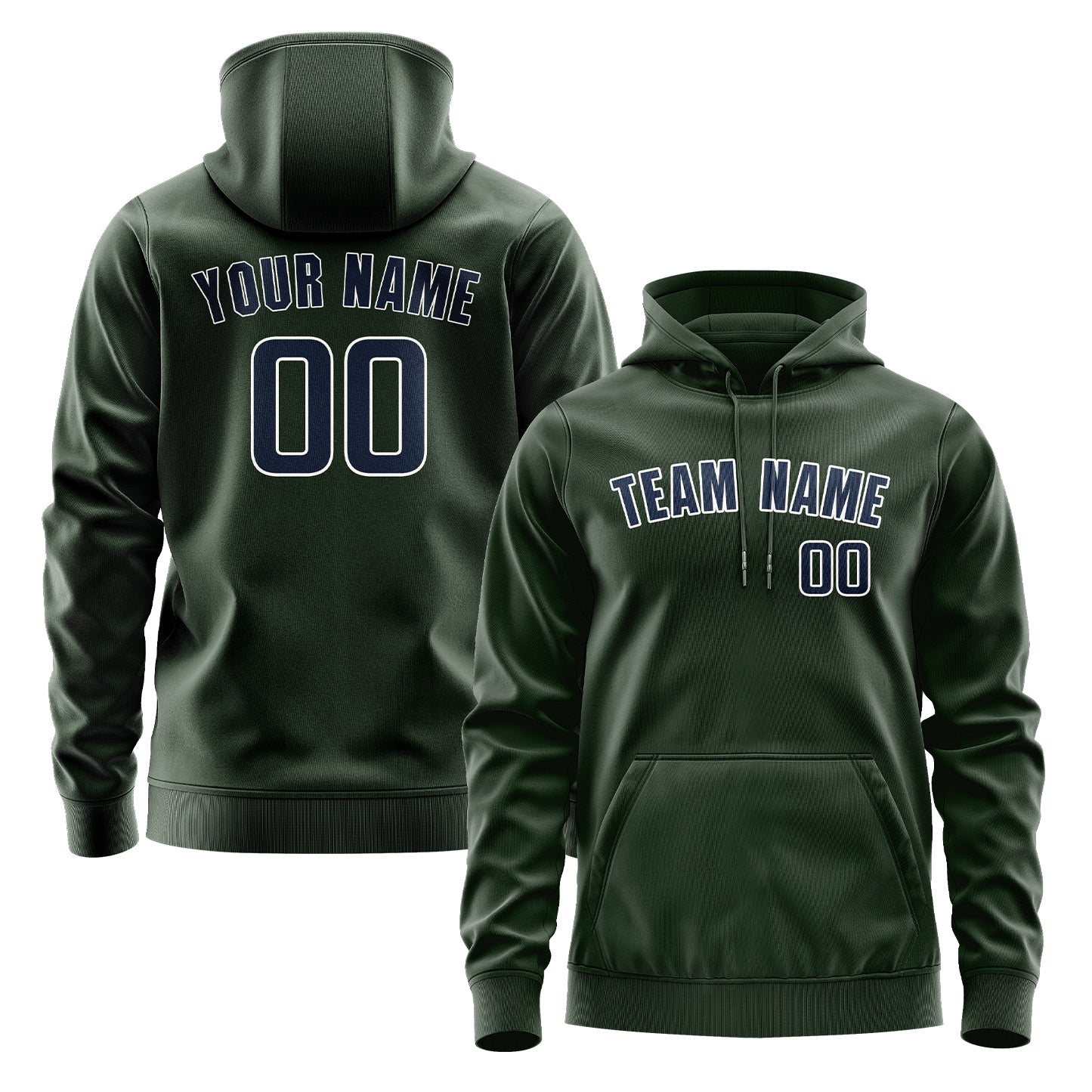 Maßgeschneidertes Tannengrün Marineblau Hoodie