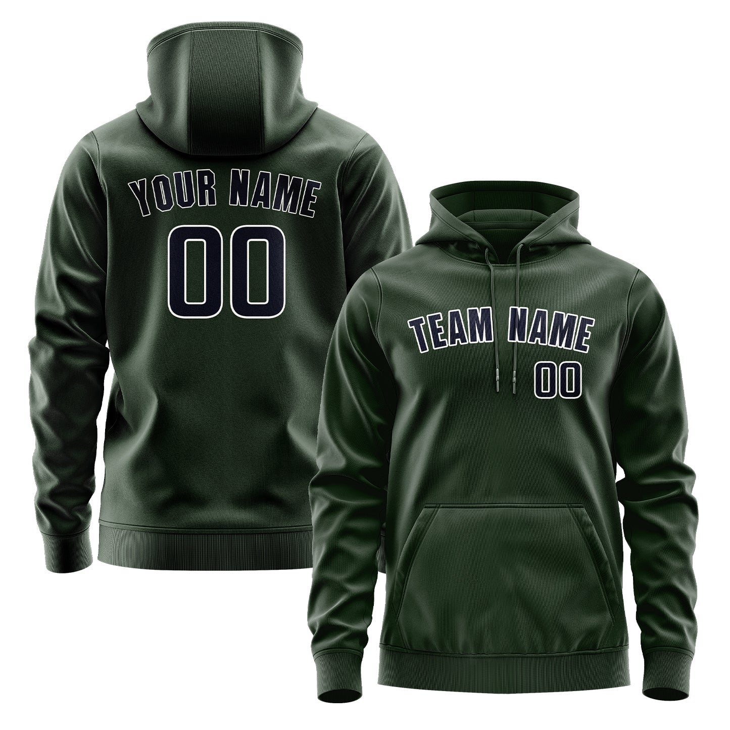 Maßgeschneidertes Tannengrün Stahlblau Hoodie