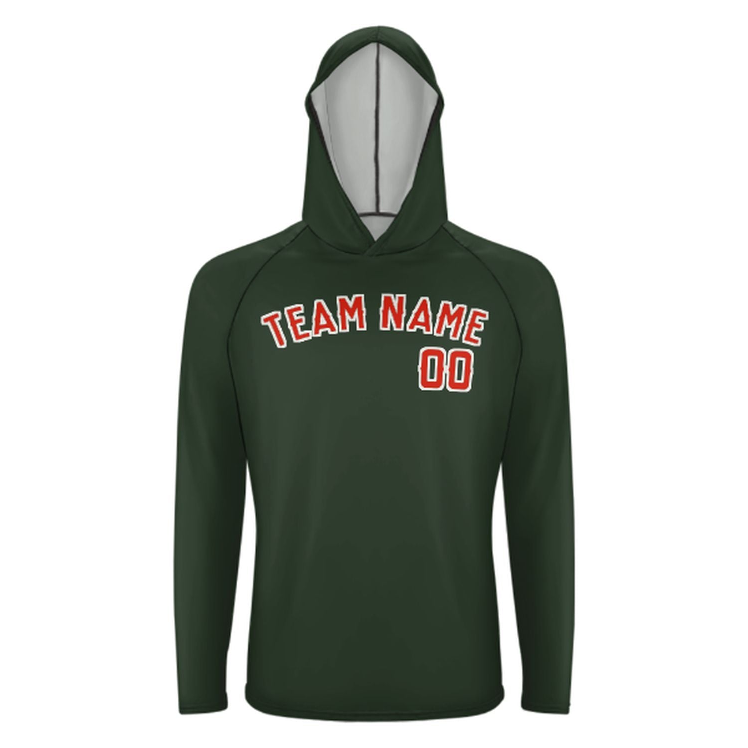 Uv-Hoodie po mjeri boro zeleno narančasto-crveno