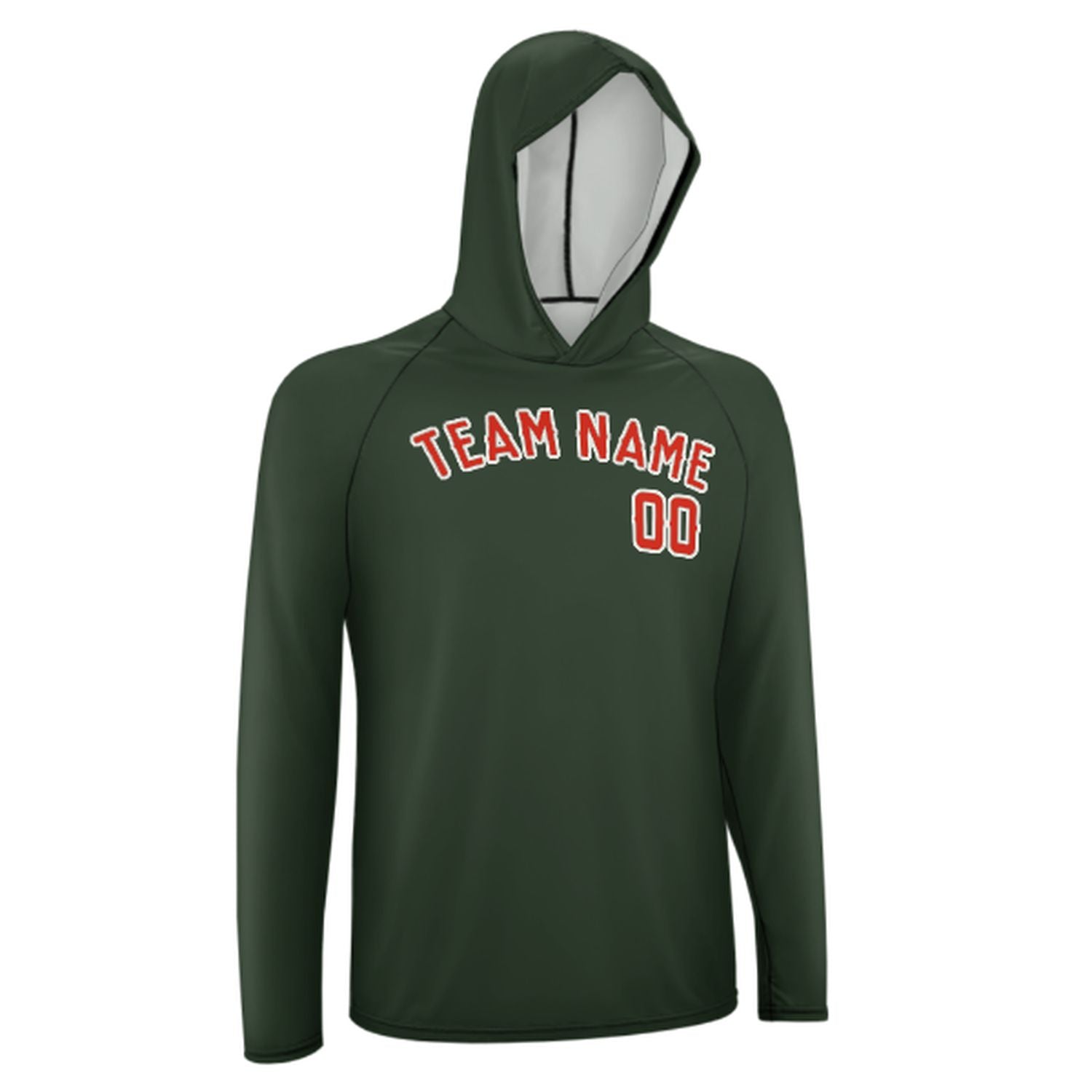Uv-Hoodie po mjeri boro zeleno narančasto-crveno
