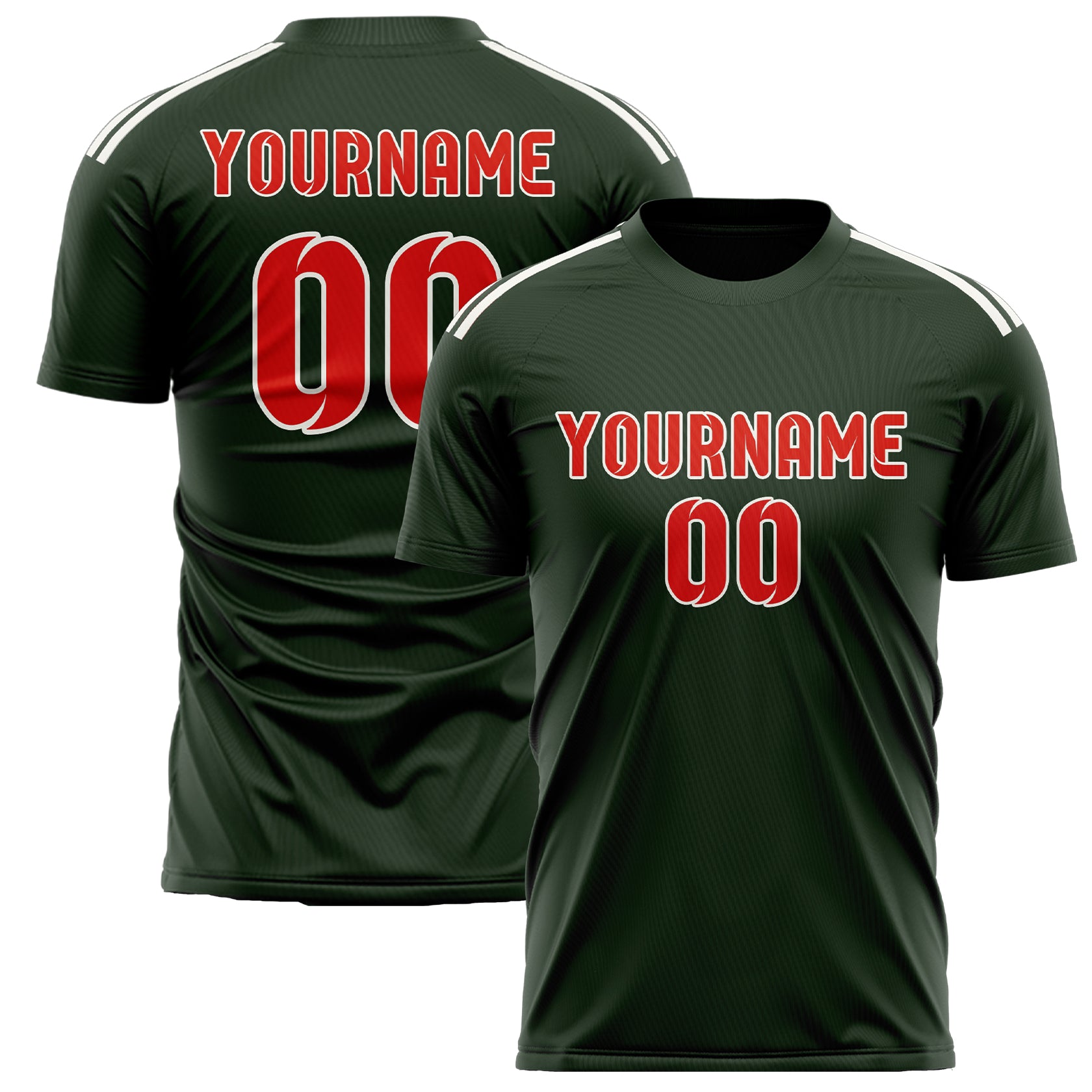 Benutzerdefiniertes Professionelles Tannengrün Orangerot Fußballtrikot
