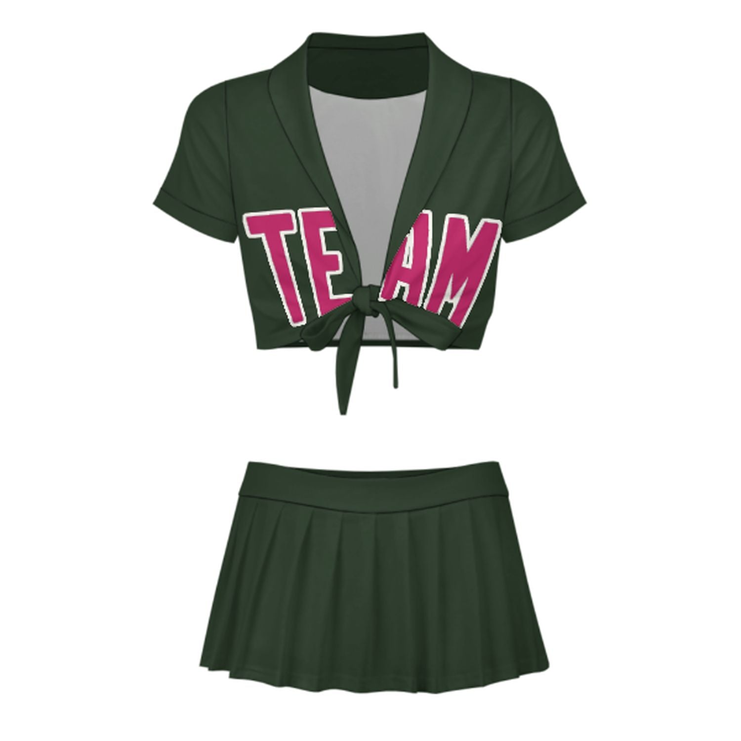 Maßgeschneidertes Tannengrün Rosarot Cheerleader Outfit Set