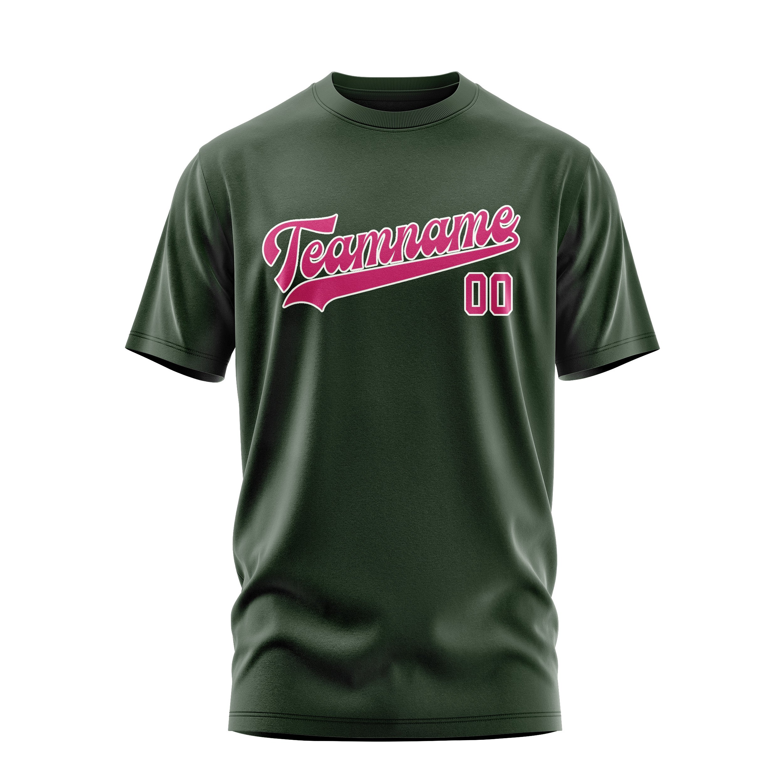 Maßgeschneidertes Tannengrün Rosarot T-Shirt