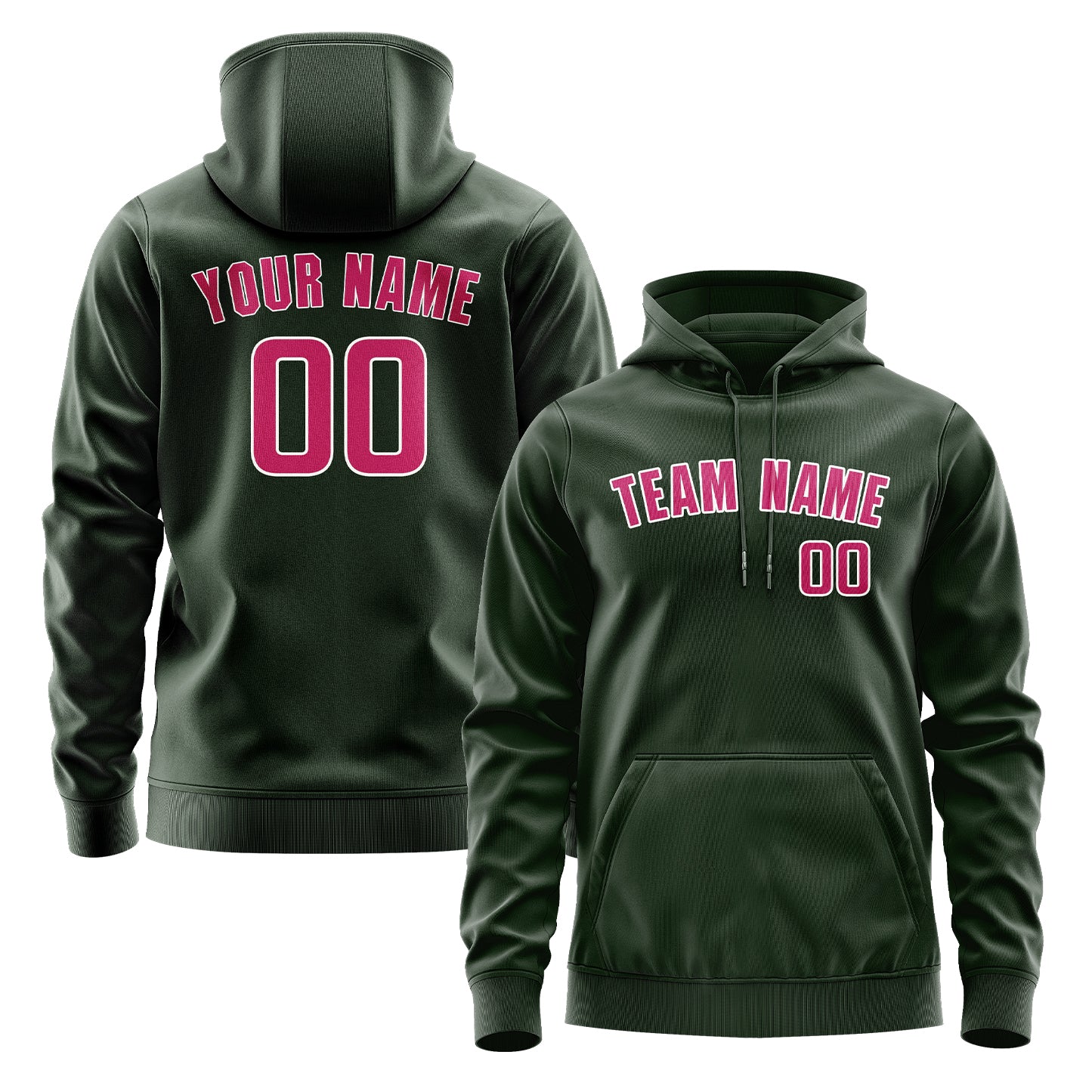 Maßgeschneidertes Tannengrün Rosarot Hoodie