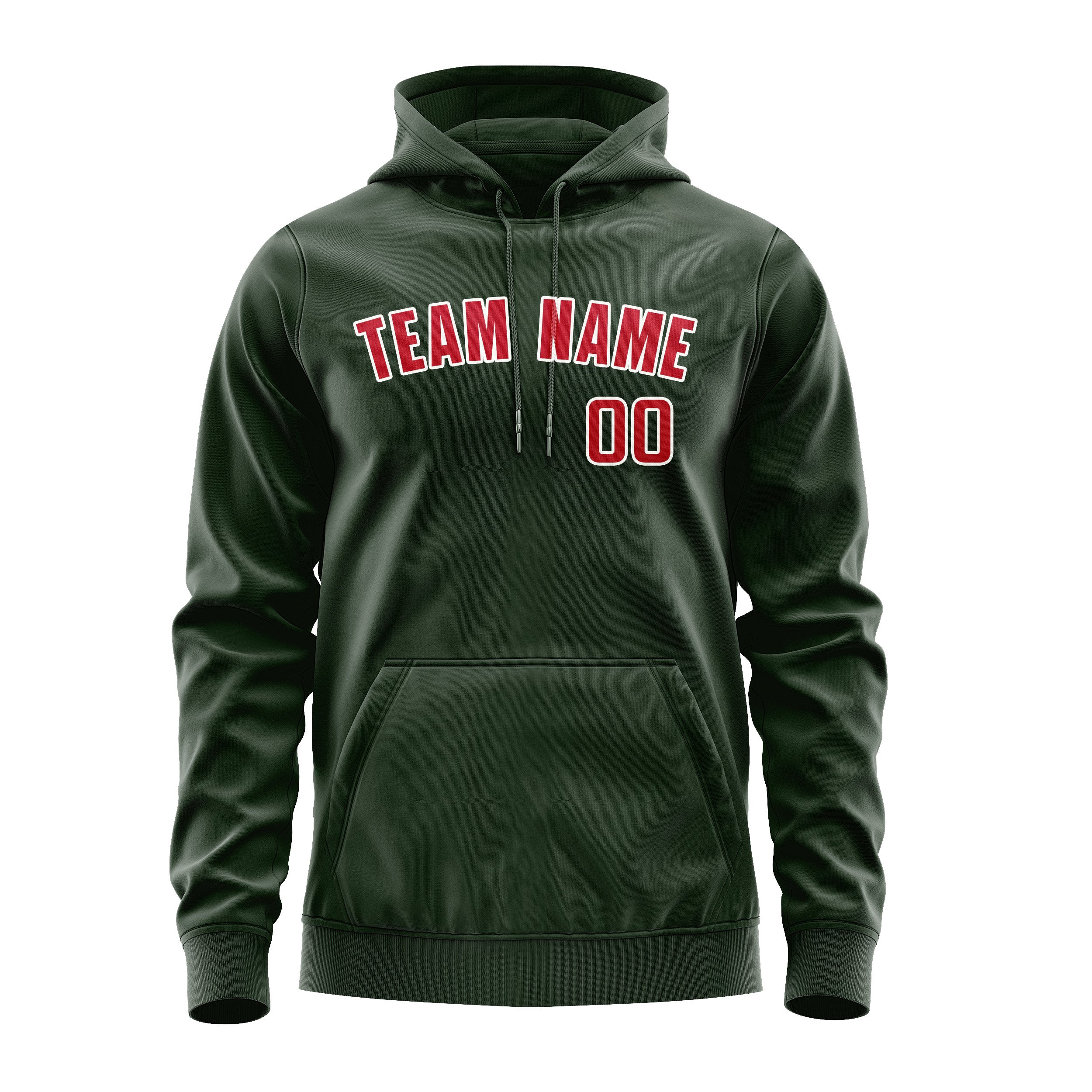 Maßgeschneidertes Tannengrün Rot Hoodie