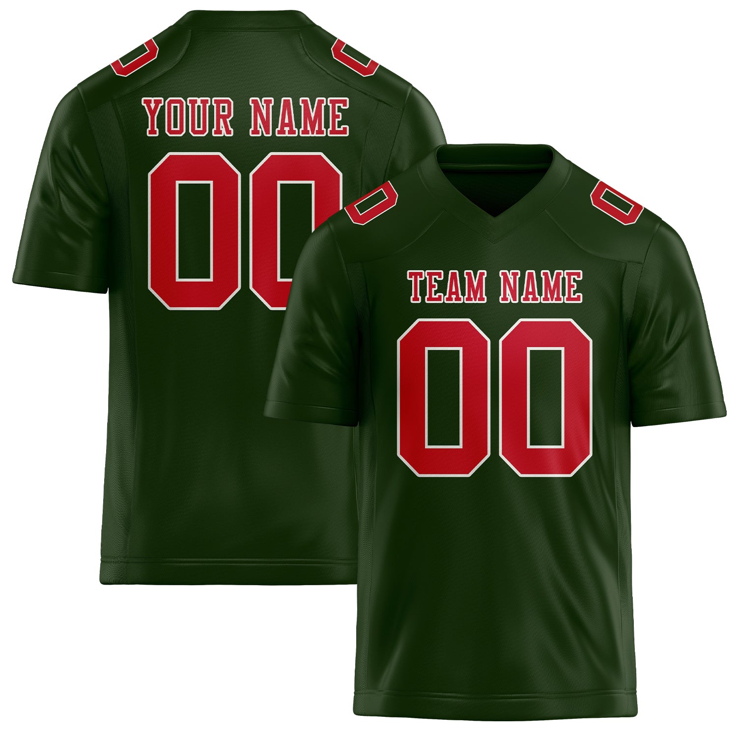 Maßgeschneidertes Professionelles Tannengrün Rot Rugbytrikot