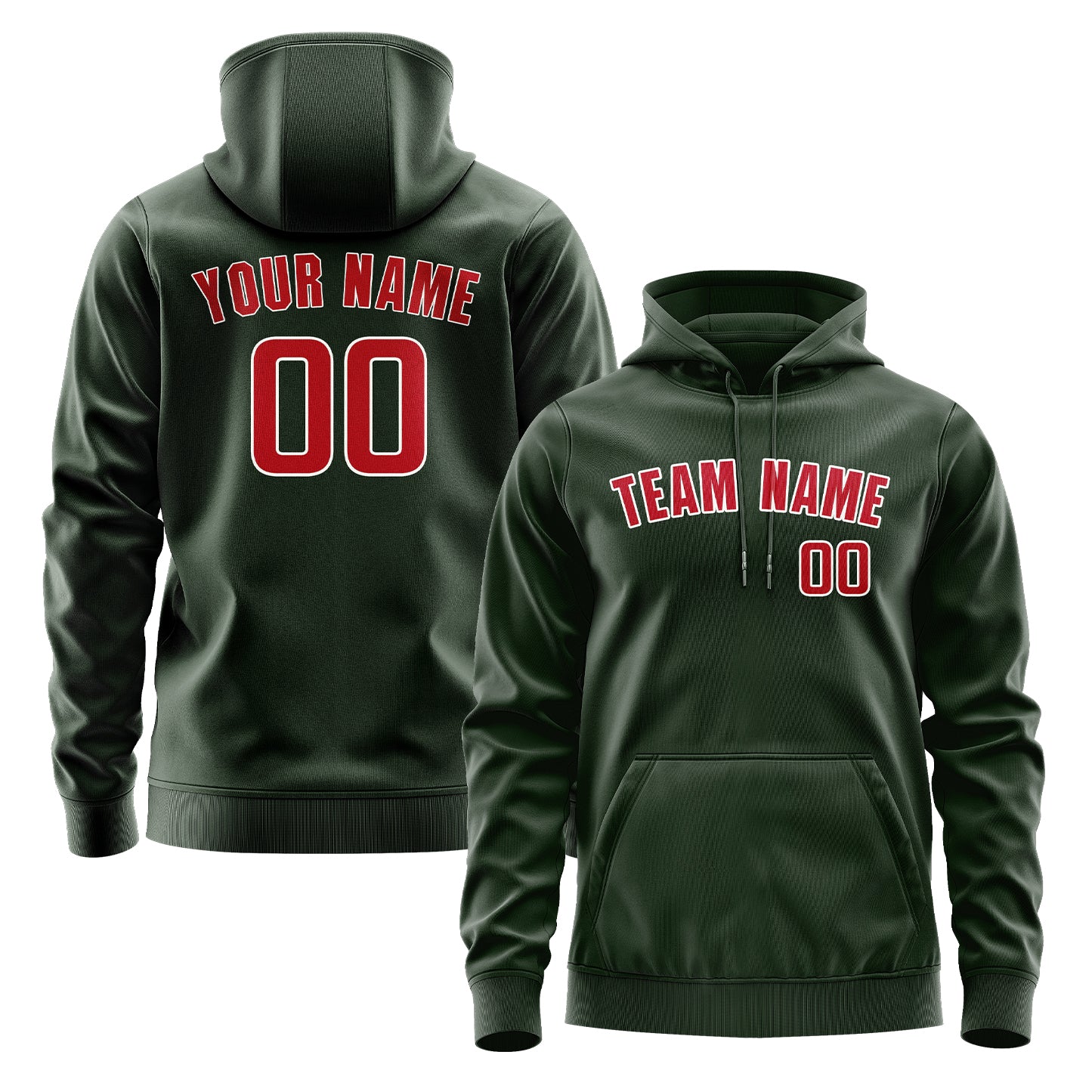 Maßgeschneidertes Tannengrün Rot Hoodie