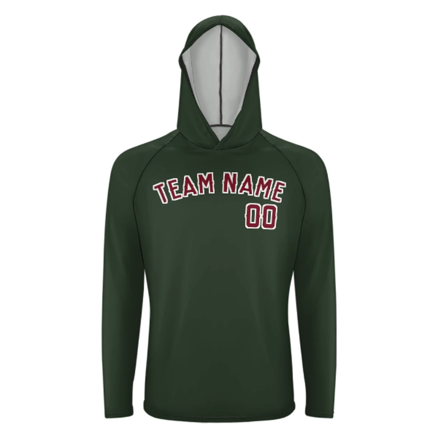 Prilagođeni jelsko-zeleni karmesin crveni UV-Hoodie