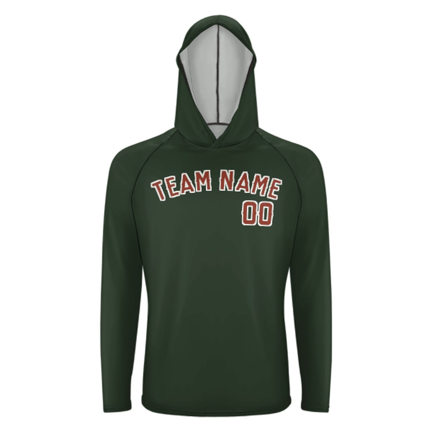Prilagođeni jelsko-zeleni koraljni crveni UV-Hoodie