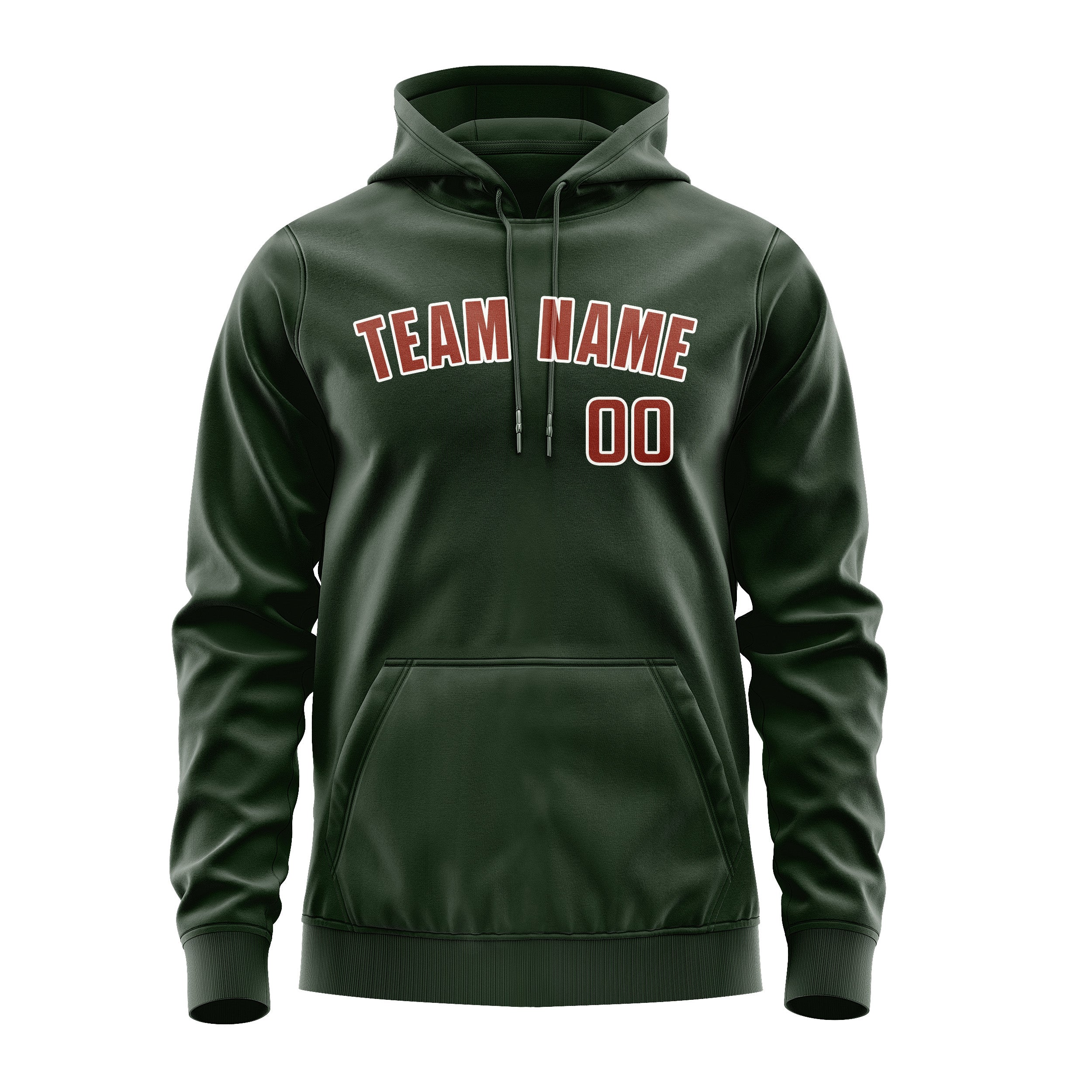 Maßgeschneidertes Tannengrün Korallenrot Hoodie