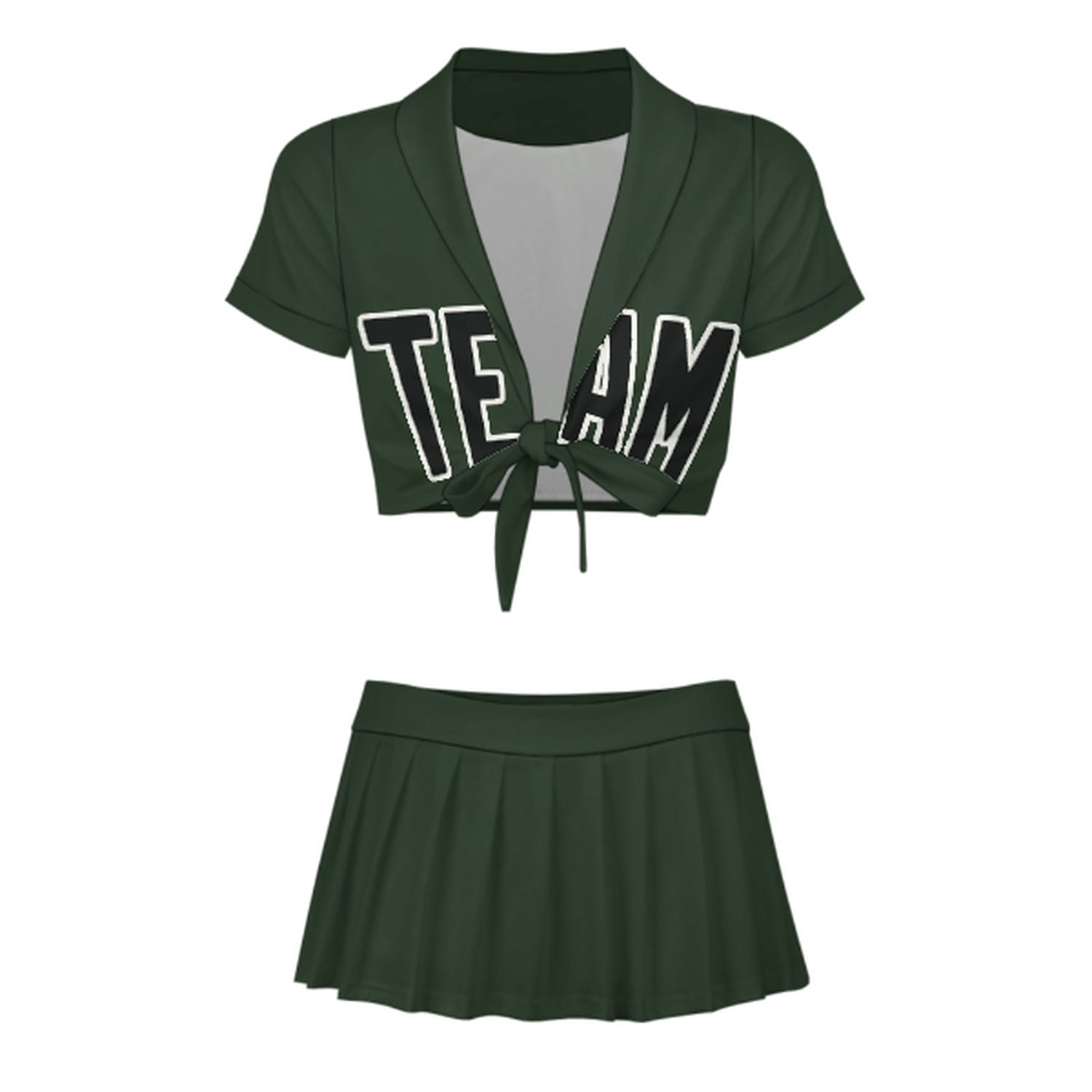 Maßgeschneidertes Tannengrün Schwarz Cheerleader Outfit Set