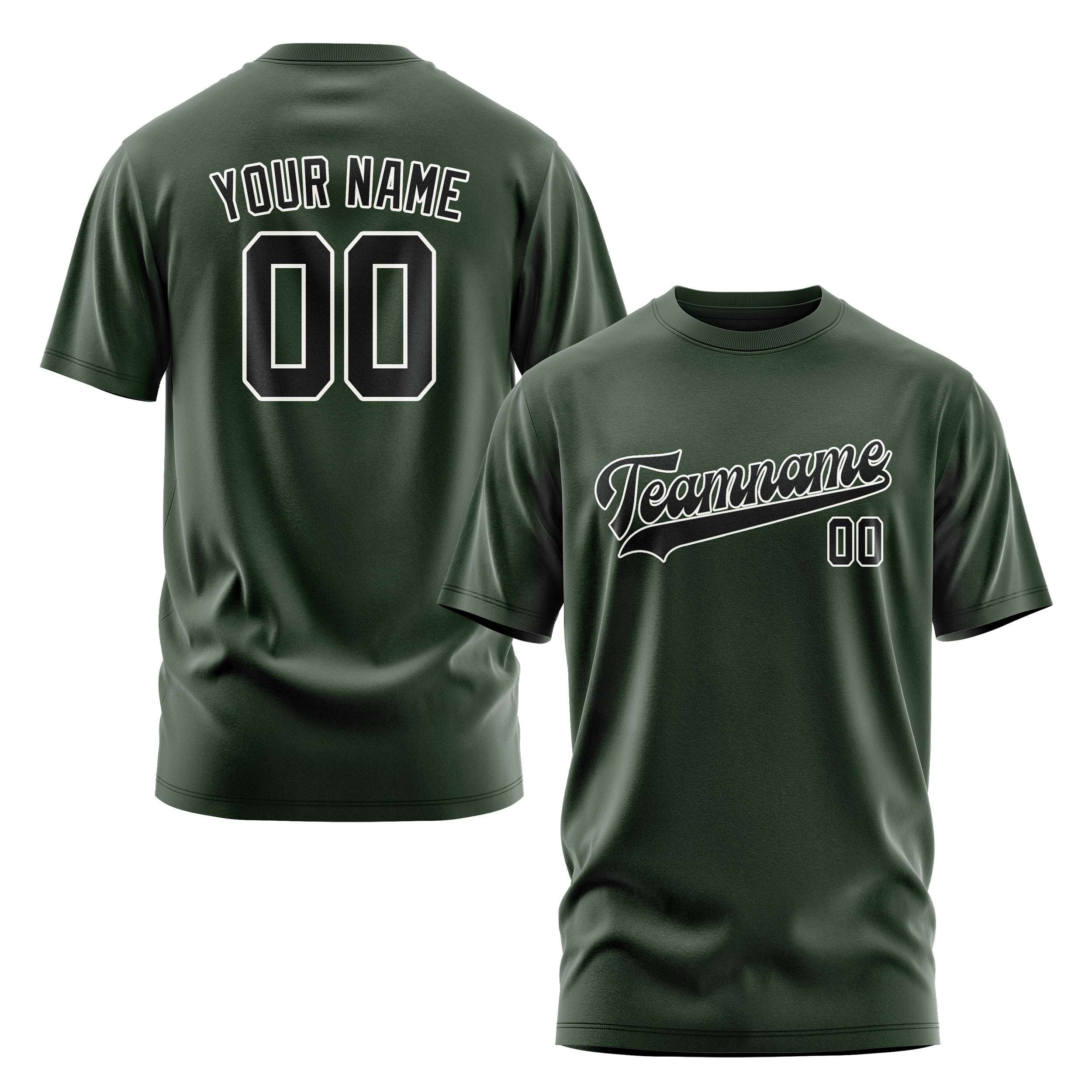 Maßgeschneidertes Tannengrün Schwarz T-Shirt
