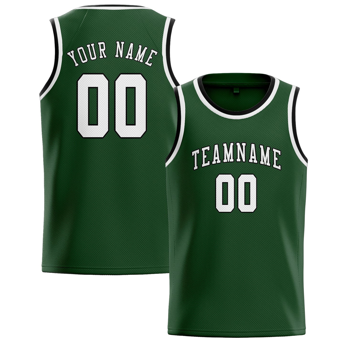 Benutzerdefiniertes Professionelles Tannengrün Weiß Basketballtrikot