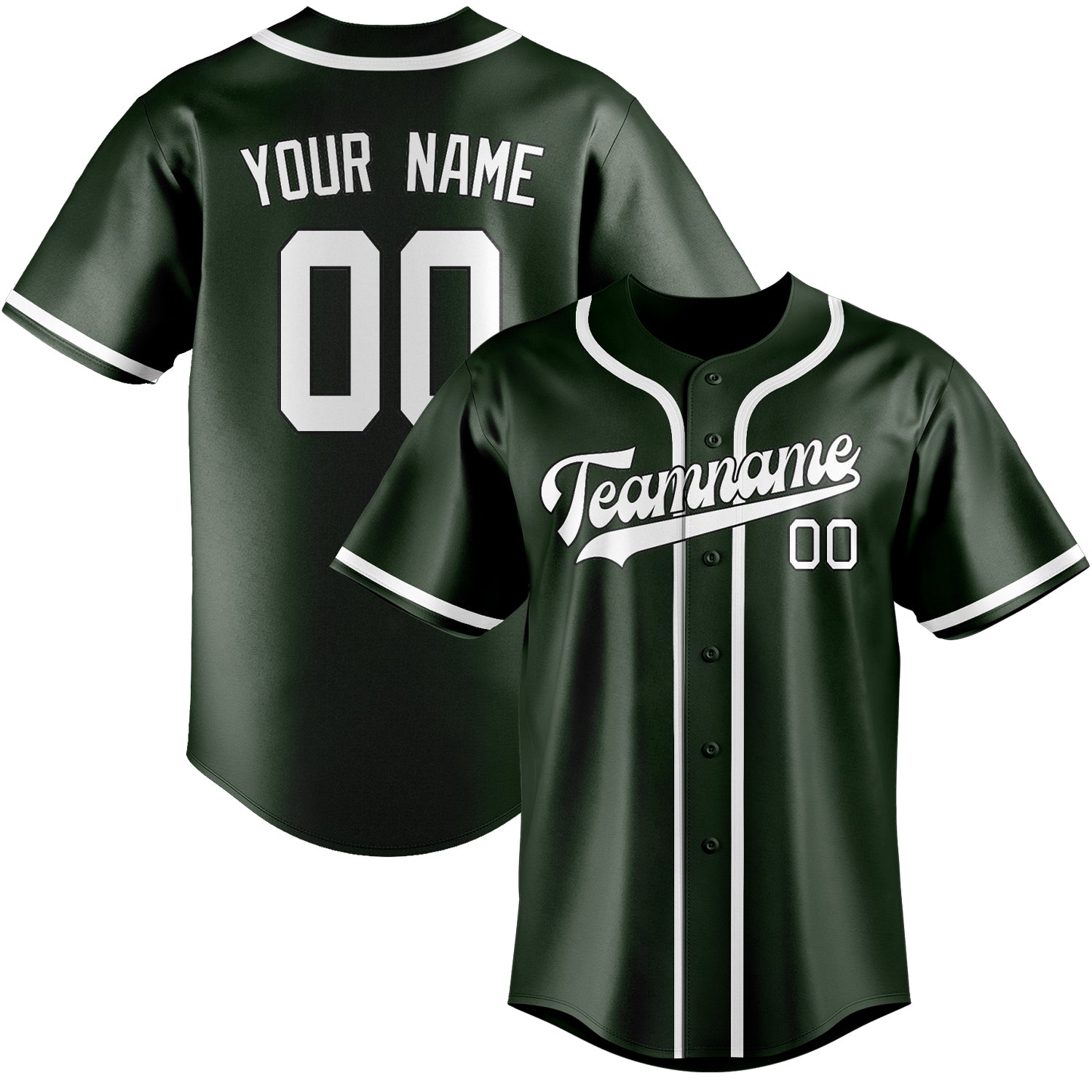 Benutzerdefiniertes Professionelles Tannengrün Weiß Baseballtrikot